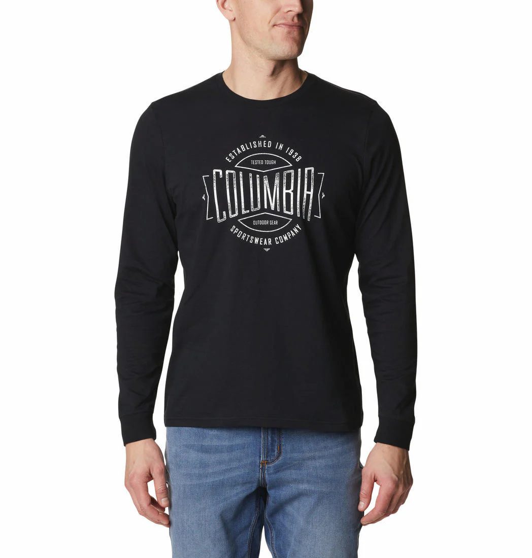 Columbia Men Black Brighton Woods Graphic Long Sleeve