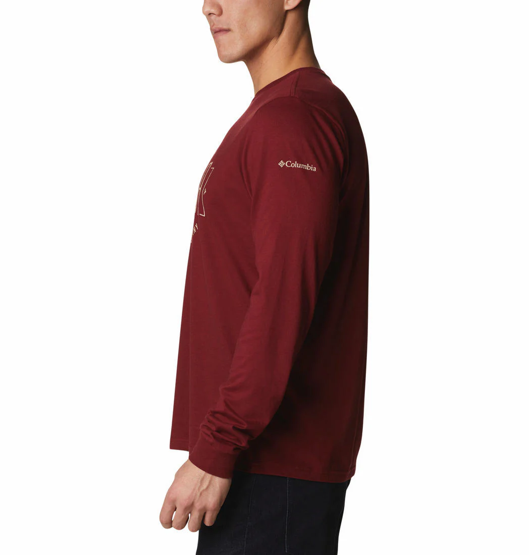 Columbia Men Red Brighton Woods Graphic Long Sleeve - Image 6