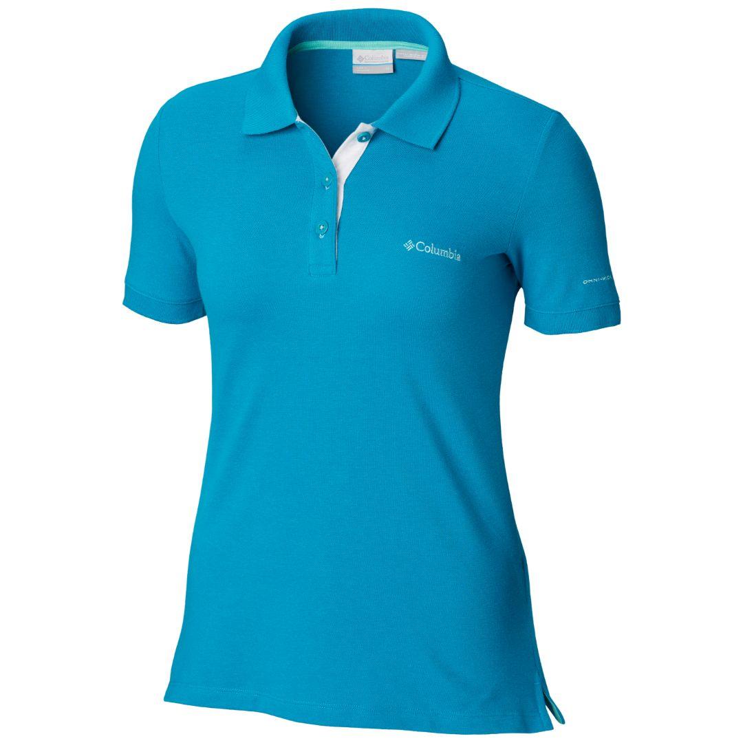 Columbia Women Blue Cascade Range Solid Polo (Sun Protection)