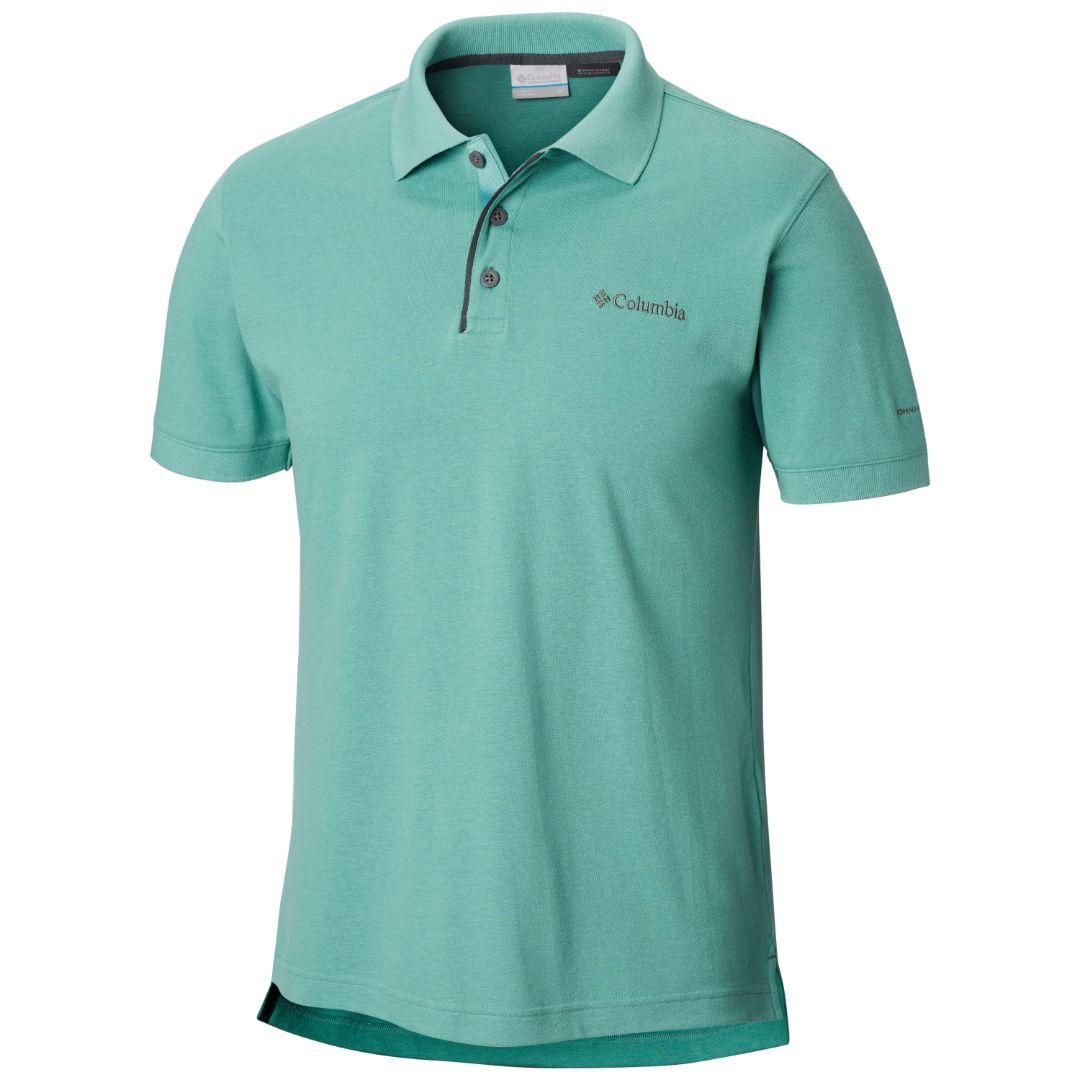 Columbia Men Green Cascade Range Solid Polo (Sun Protection)