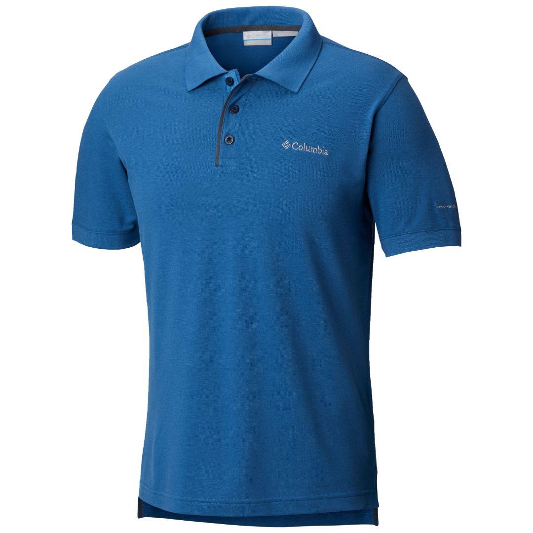 Columbia Men Blue Cascade Range Solid Polo (Sun Protection)