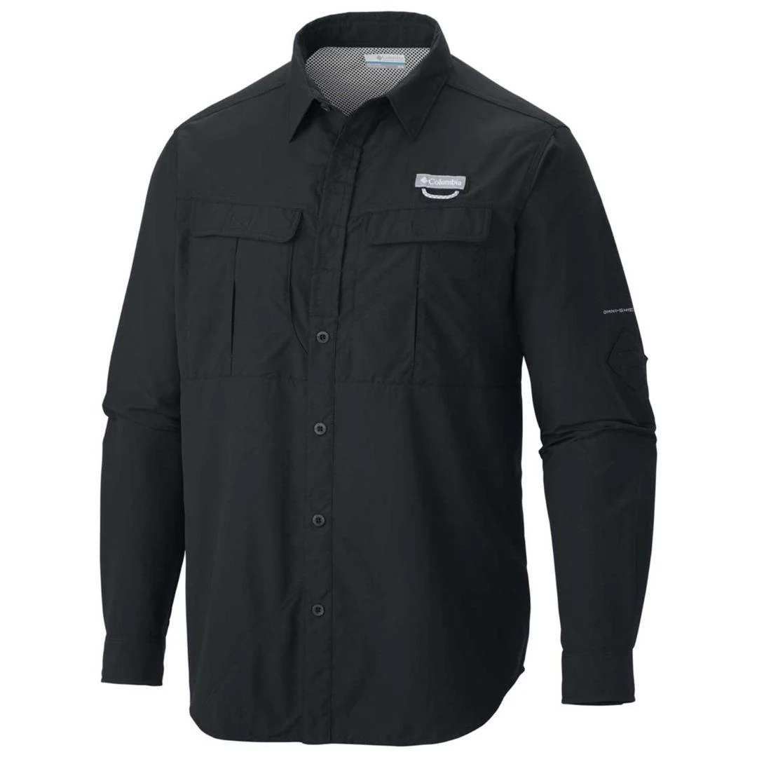 Columbia Men Black Cascades Explorer Long Sleeve Shirt (Sun Protection)