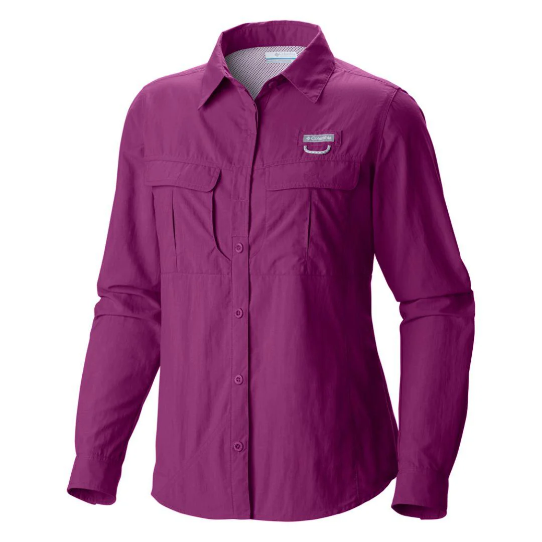 Columbia Women Purple Cascades Explorer Long Sleeve Shirt (Sun Protection)