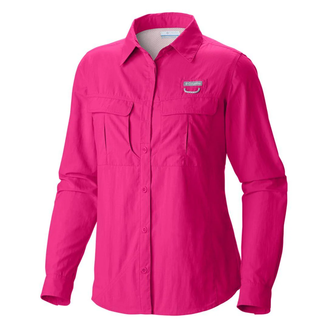 Columbia Women Red Cascades Explorer Long Sleeve Shirt (Sun Protection)
