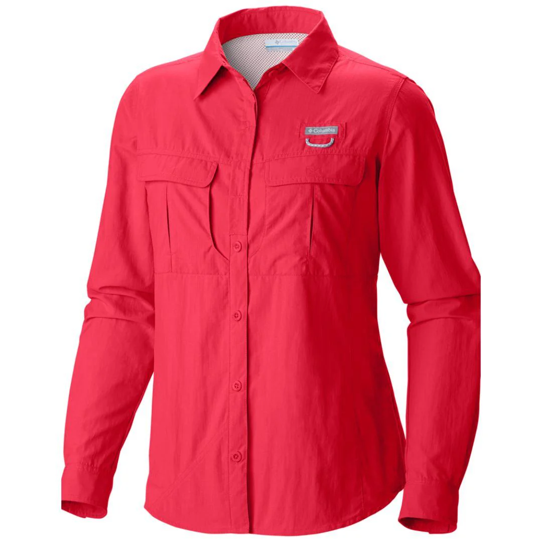 Columbia Women Red Cascades Explorer Long Sleeve Shirt (Sun Protection)