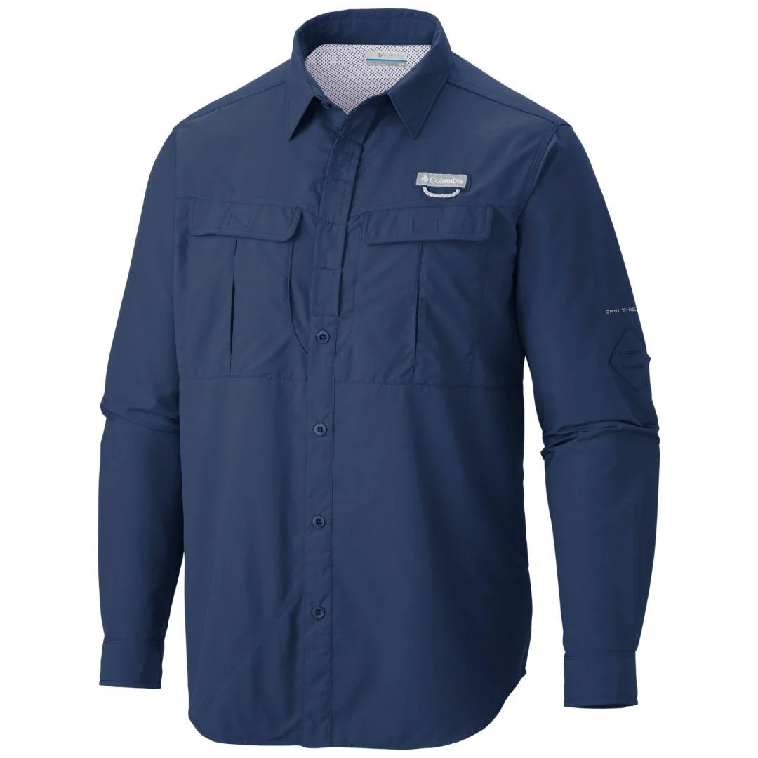 Columbia Men Blue Cascades Explorer Long Sleeve Shirt (Sun Protection)