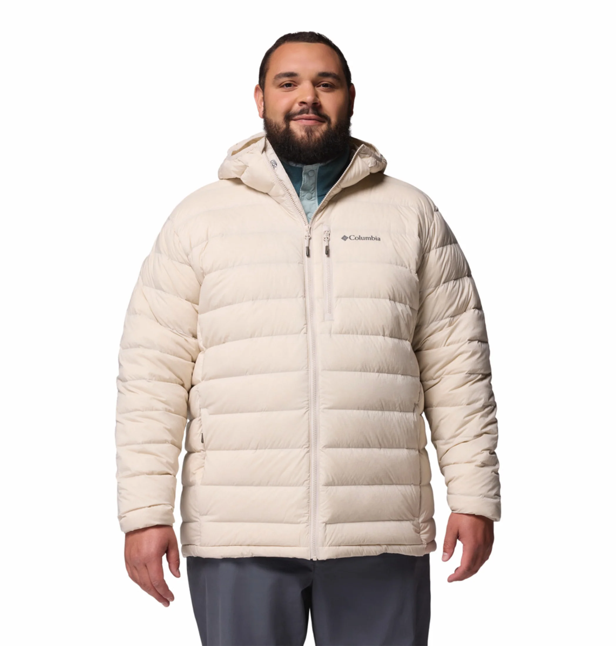 Columbia Men Beige HEAT SEAL Drift Peak Stretch Down Jacket