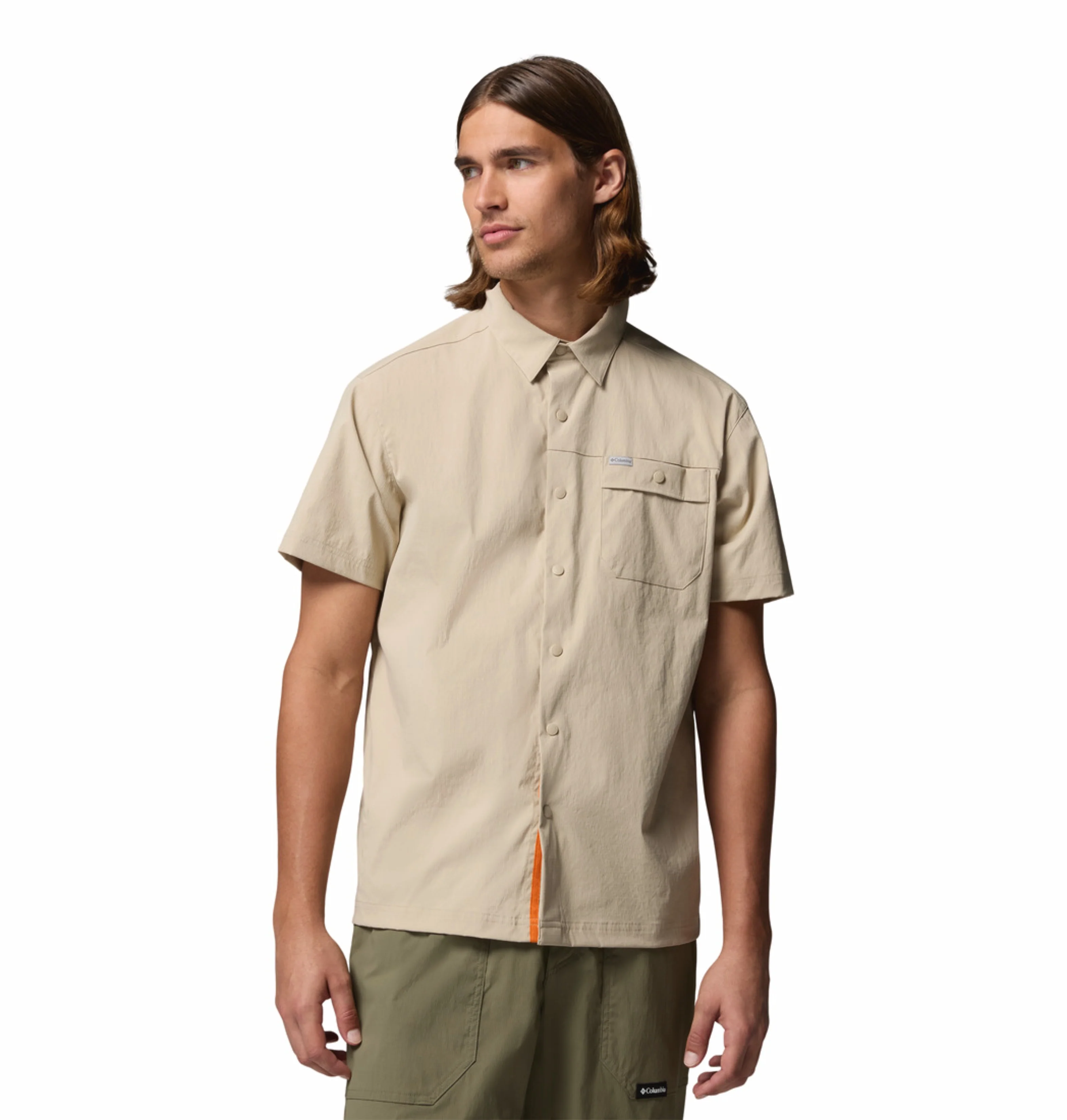 Columbia Men Beige Omni-Shade Landroamer Ripstop II Short Sleeve Shirt (Plus Size)
