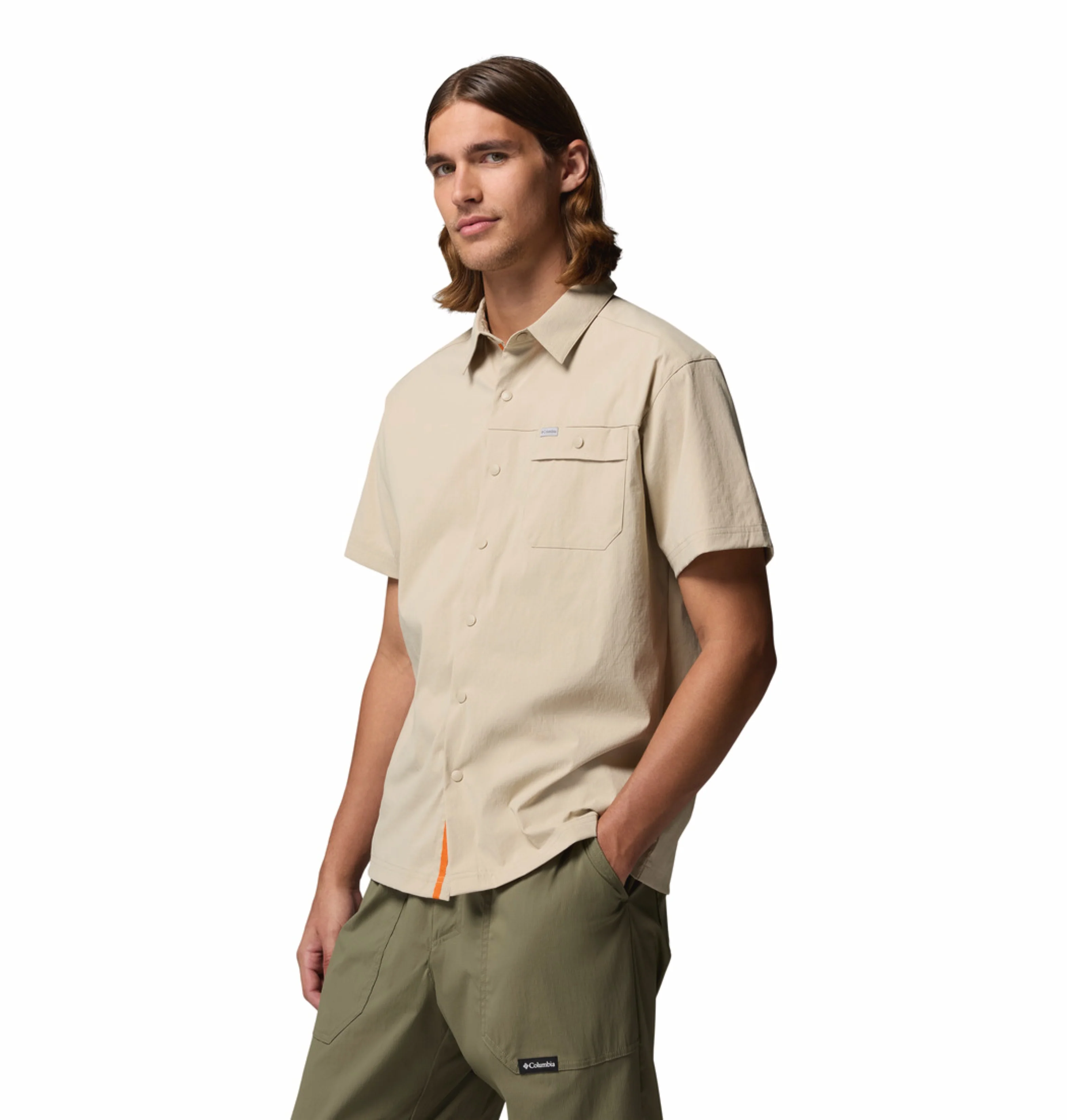 Columbia Men Beige Omni-Shade Landroamer Ripstop II Short Sleeve Shirt (Plus Size) - Image 3