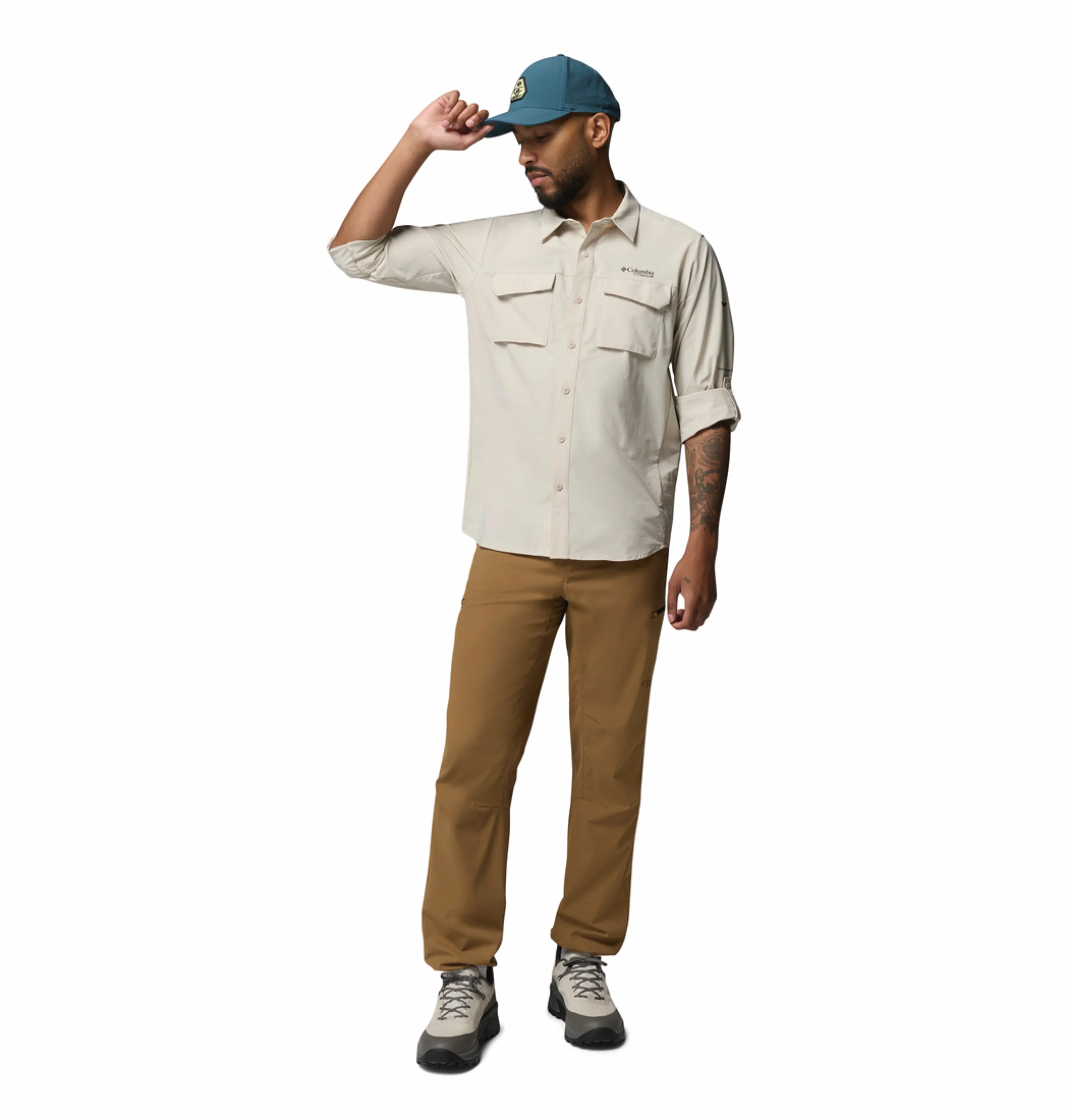Columbia Men Beige Omni-Shade Silver Ridge Elite Long Sleeve Shirt - Image 5