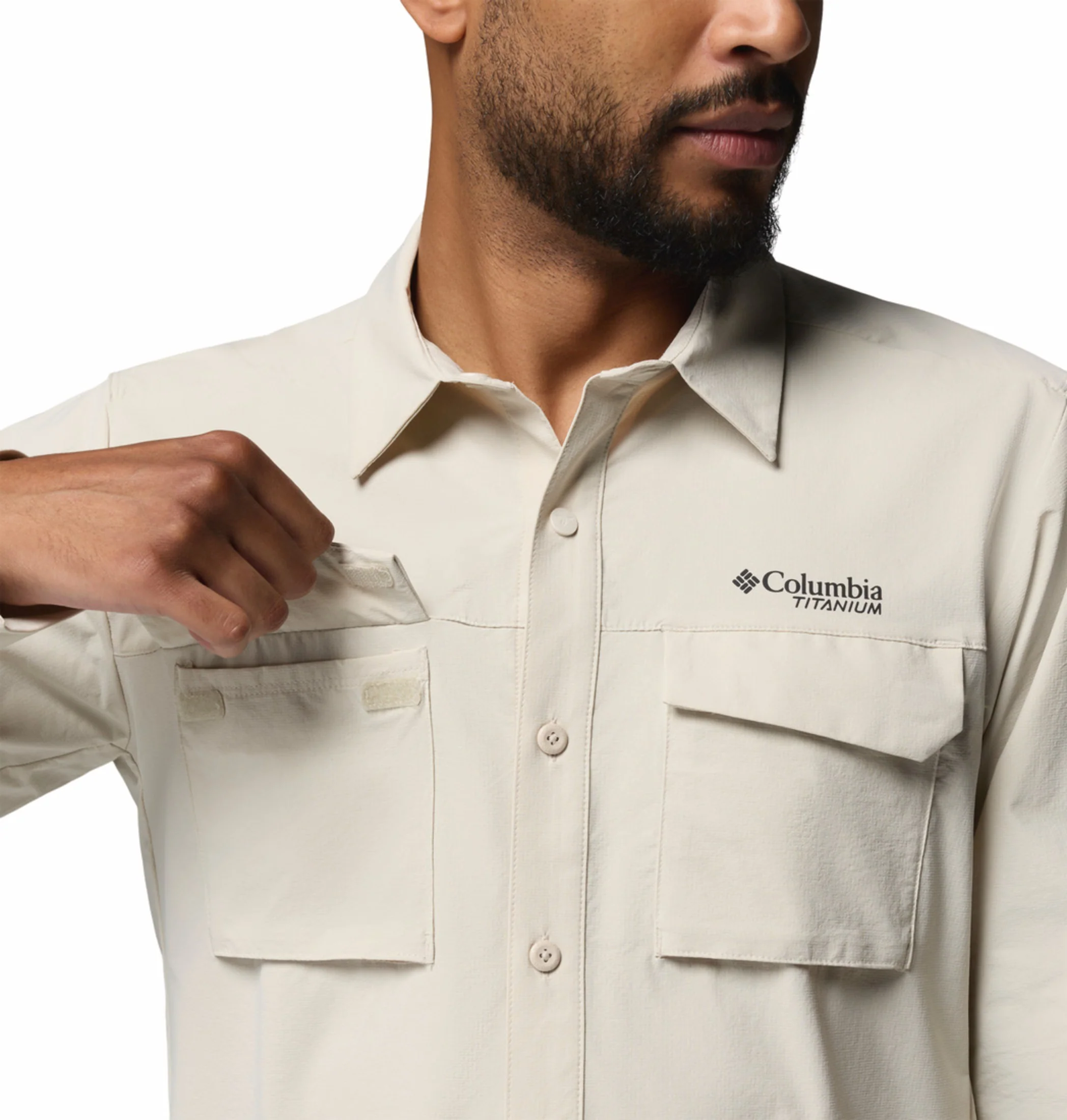 Columbia Men Beige Omni-Shade Silver Ridge Elite Long Sleeve Shirt (Plus Size) - Image 8