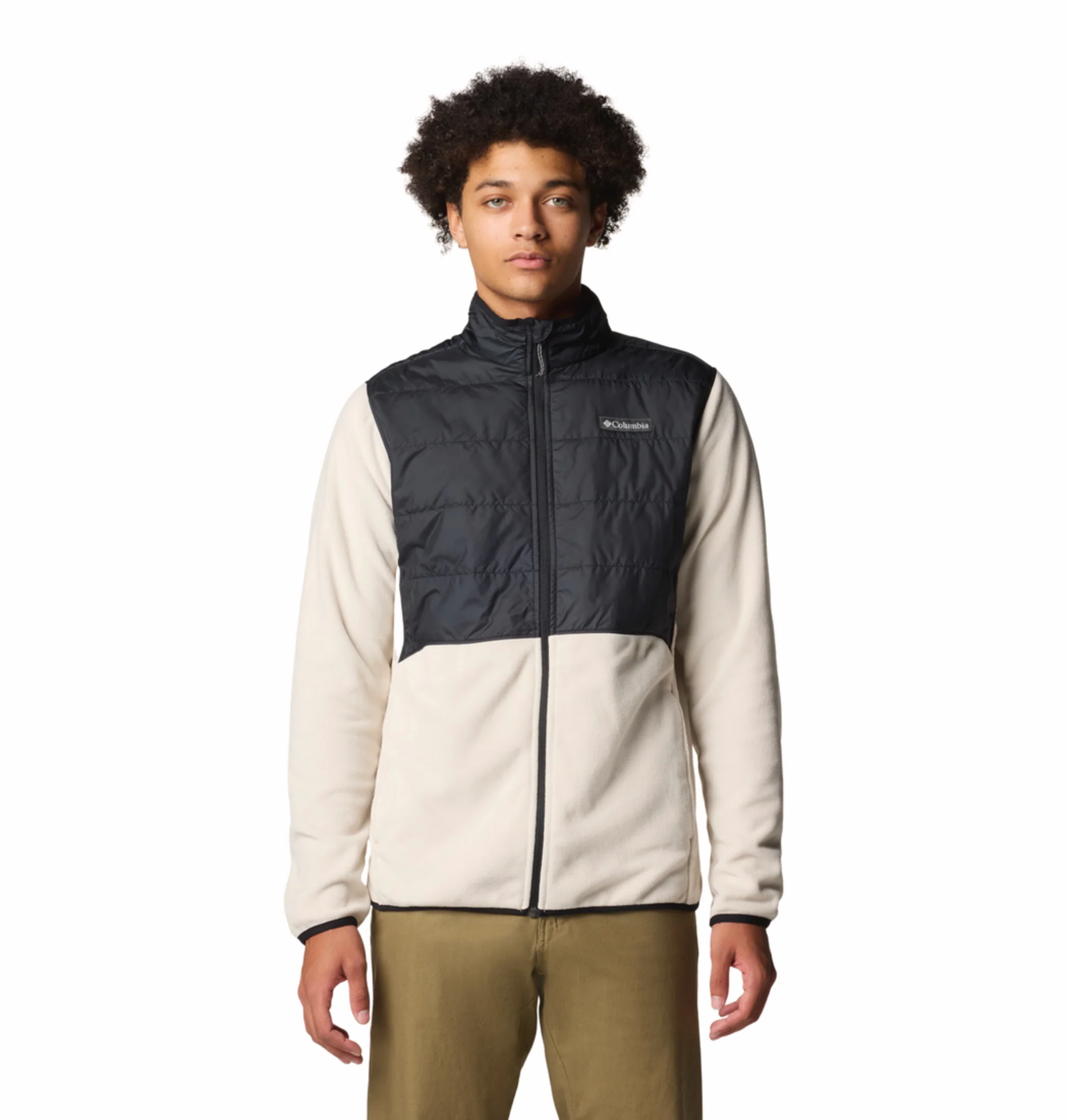 Columbia Men Beige OmniHeat Reflective Basin Butte II Fleece Jacket