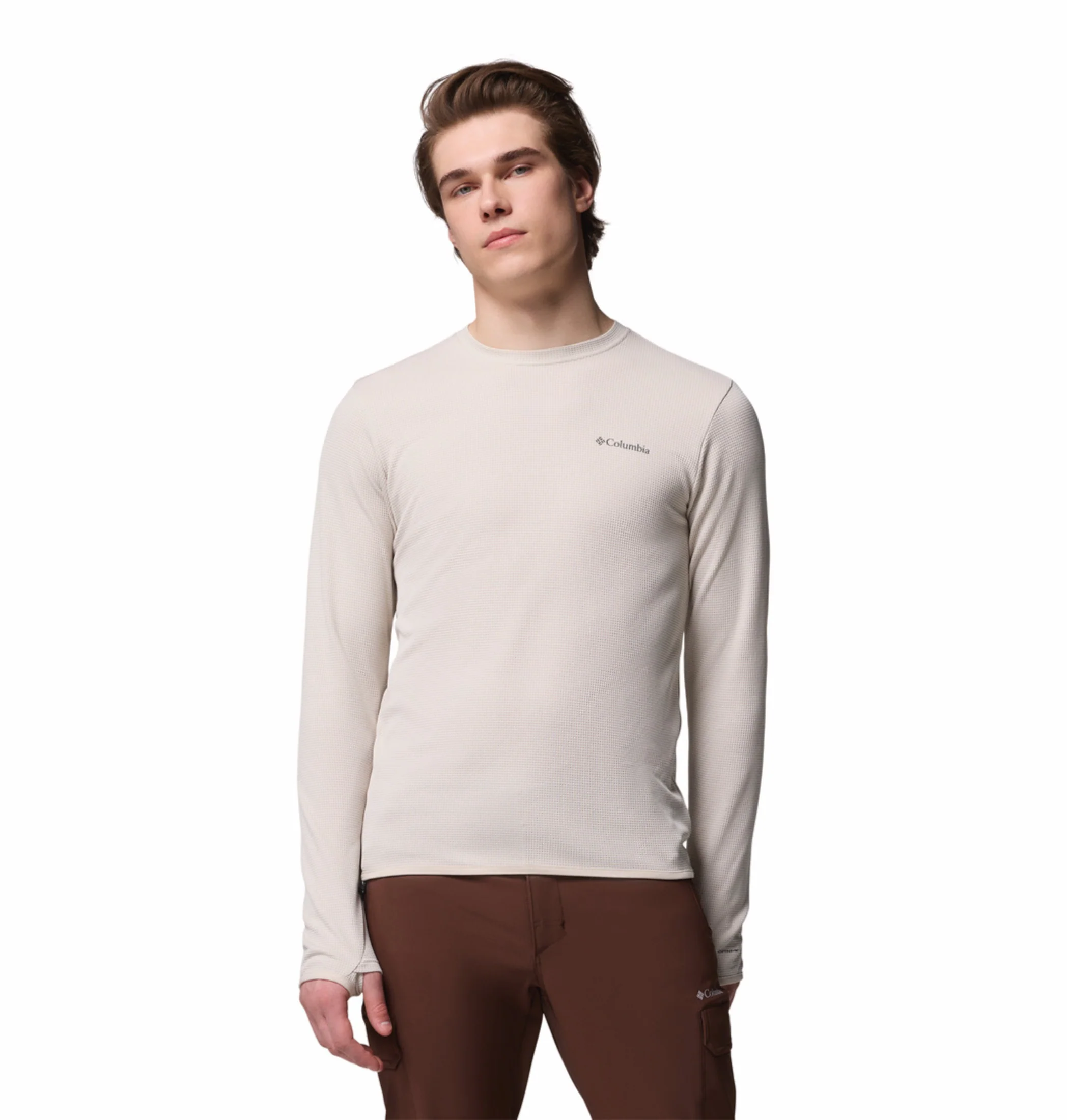 Columbia Men Beige OmniShade UPF 50 Tech Trail Utility Sweatshirt