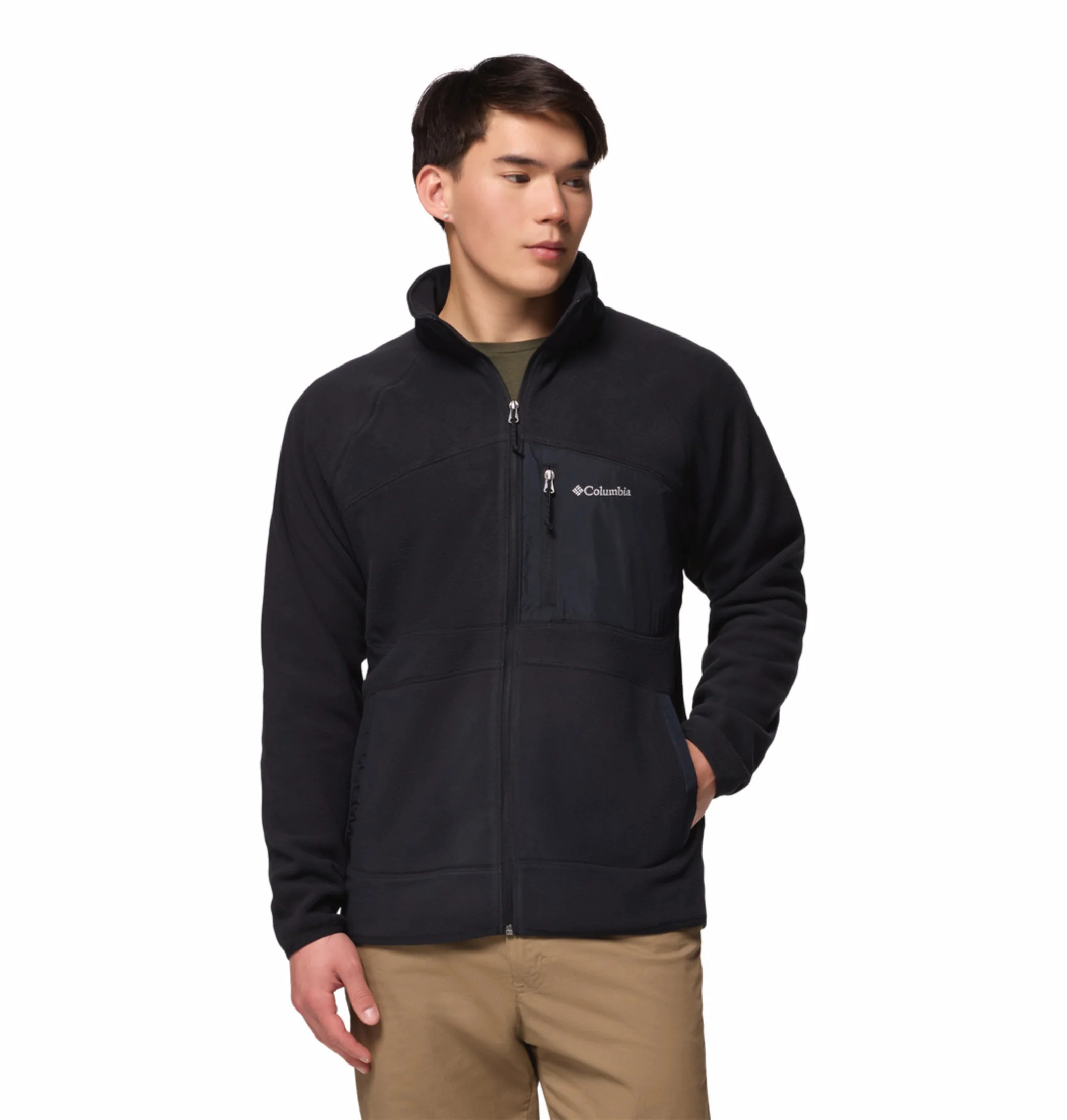 Columbia Men Black Fast Trek Overlay Fleece Jacket