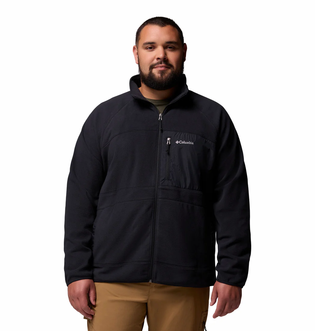Columbia Men Black Fast Trek Overlay Full Zip Fleece Jacket (Plus Size)