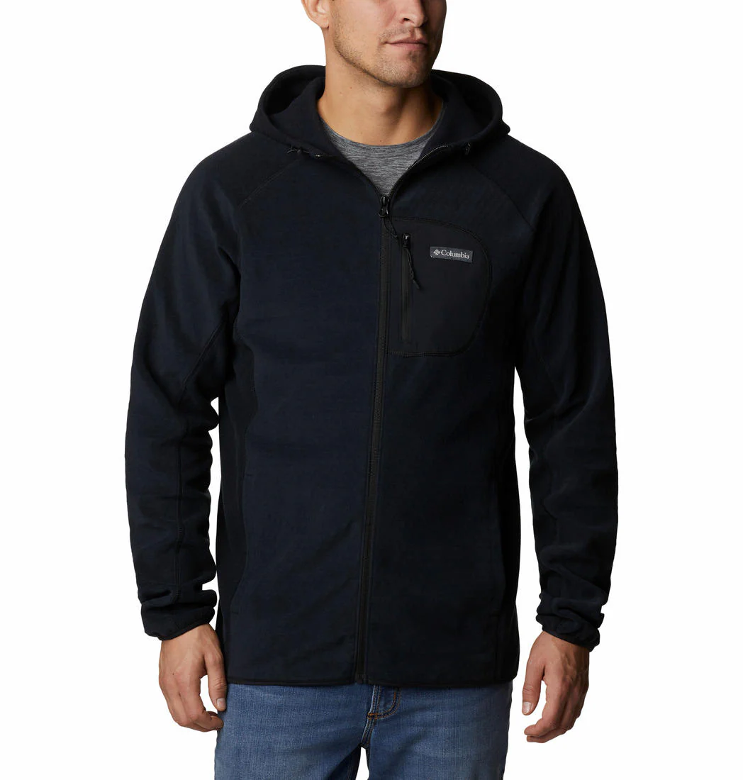 Columbia Men Black M Outdoor Tracks Hooded Full Zip