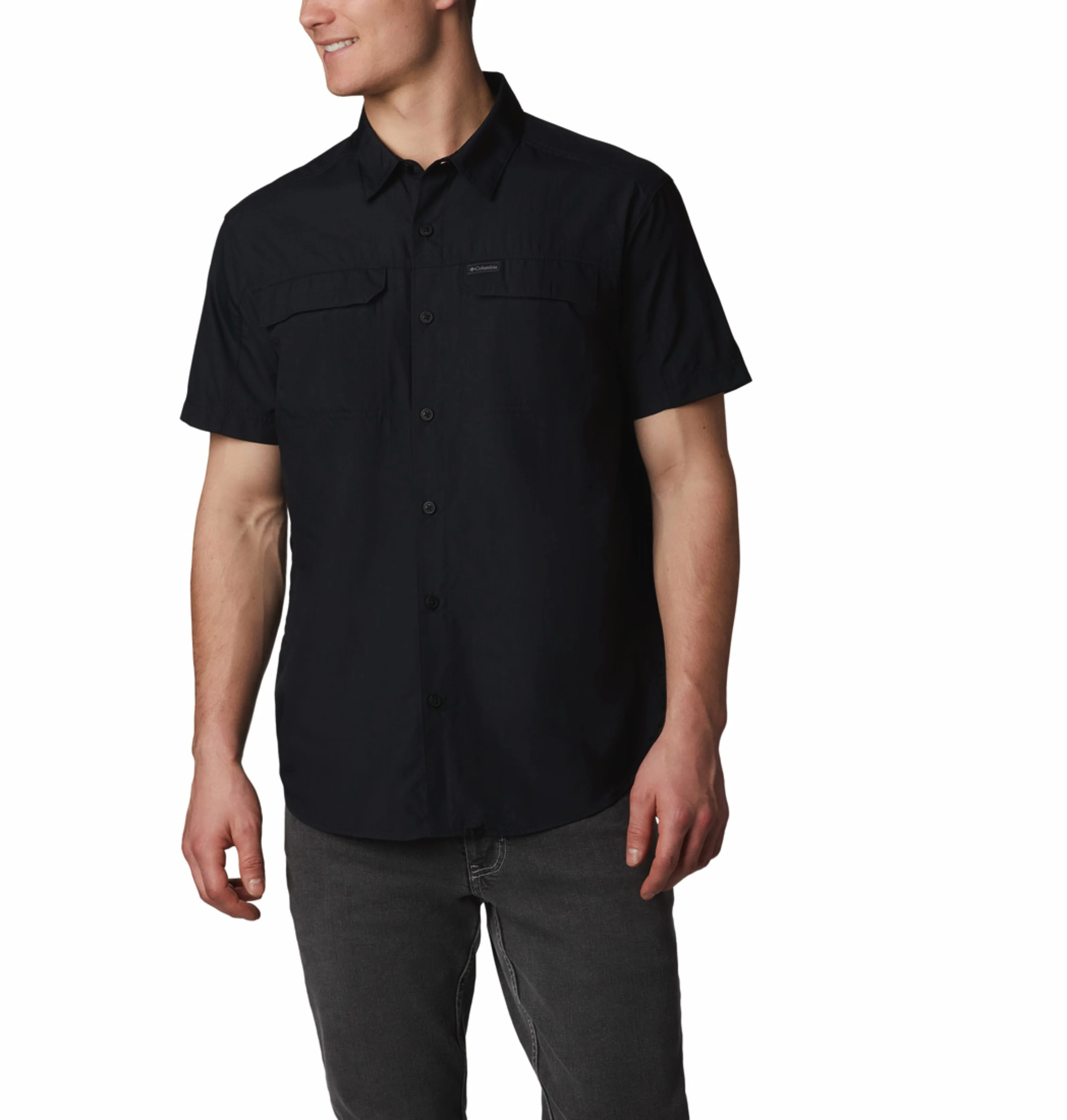 Columbia Men Black Omni-Shade Silver Ridge 2.0 Short Sleeve Shirt