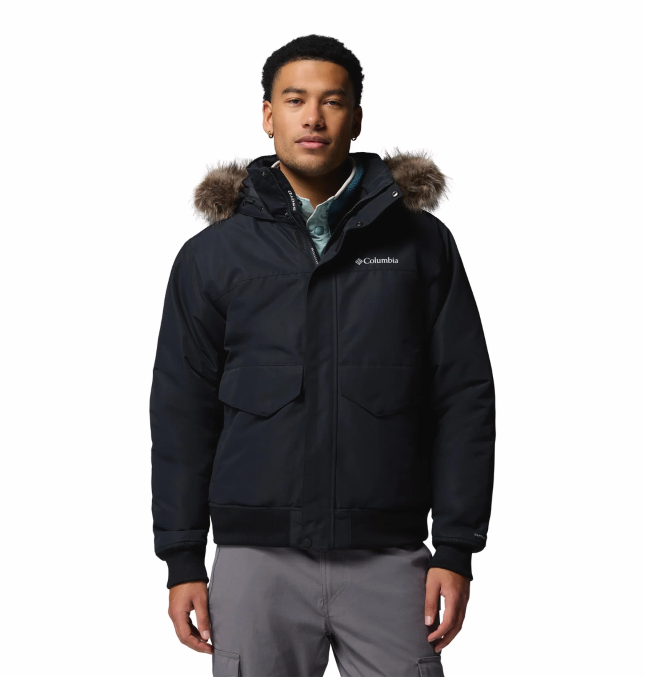 Columbia Men Black OmniHeat Infinity Cape Ridge Bomber Down Jacket