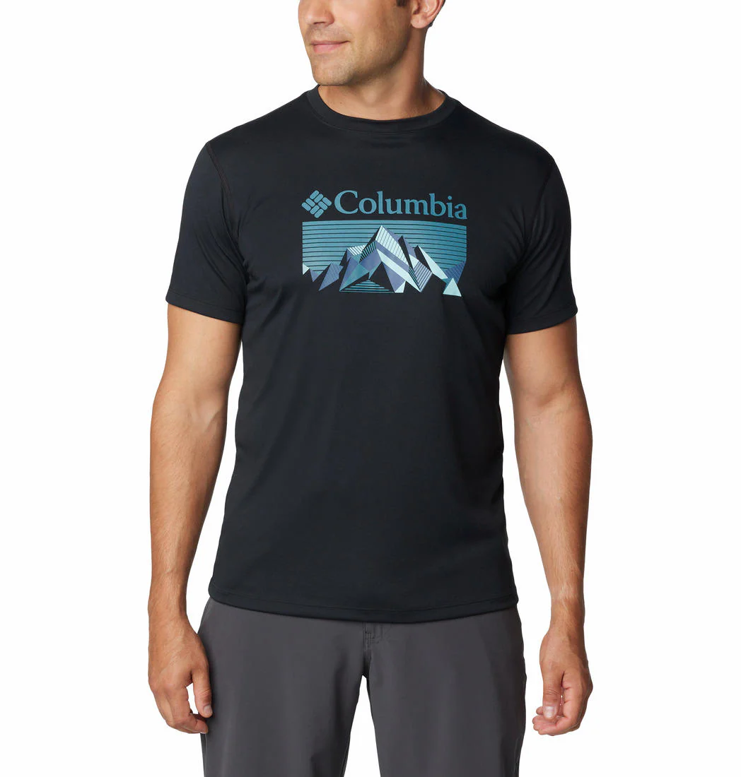 Columbia Men Black Zero Rules Short Sleeve Graphic Shirt (Sun Protection)