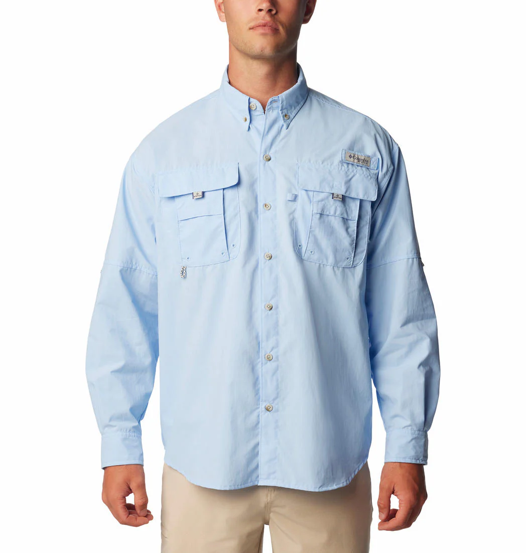 Columbia Men Blue Bahama II L/S Shirt (Sun Protection)