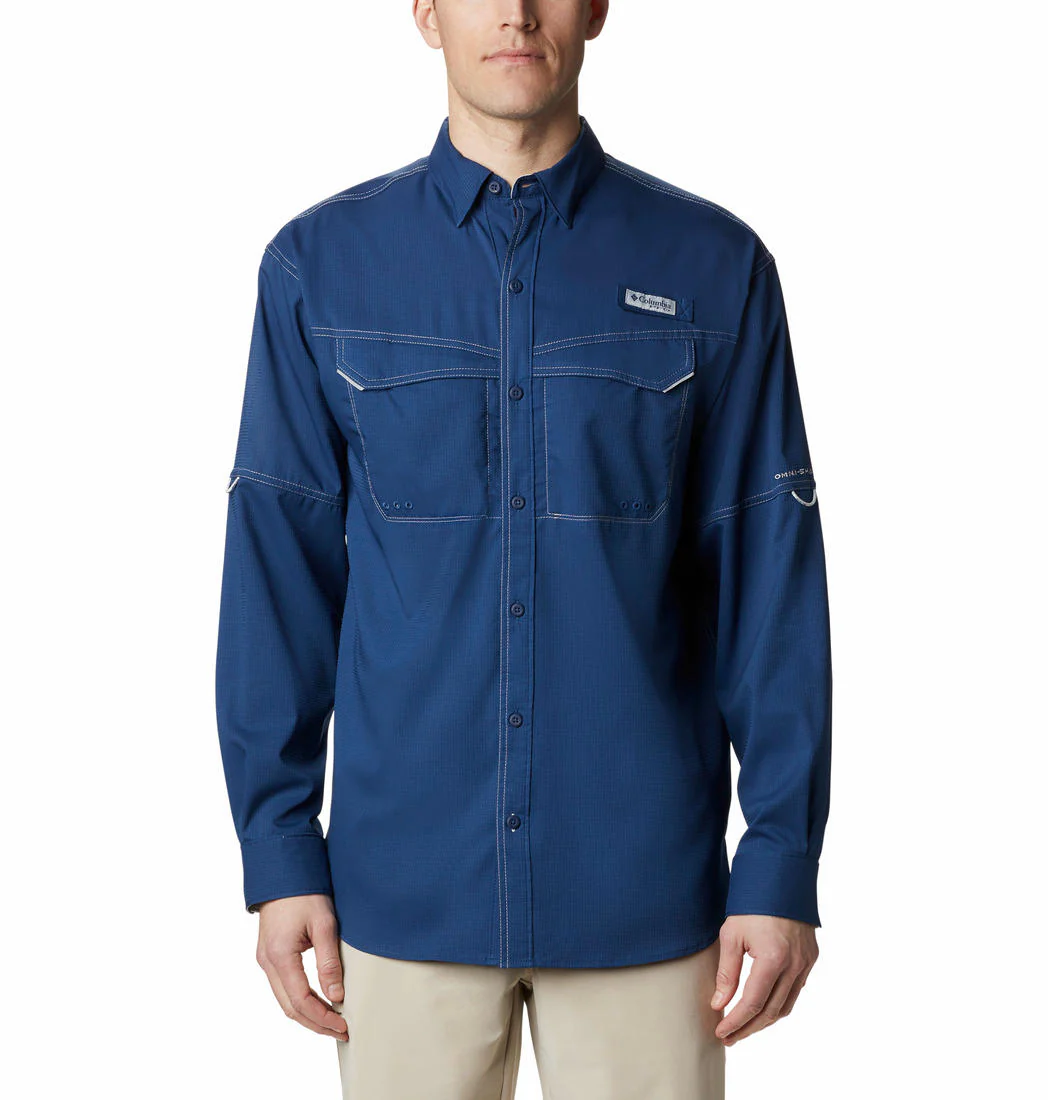 Columbia Men Blue Low Drag Offshore LS Shirt (Sun Protection)