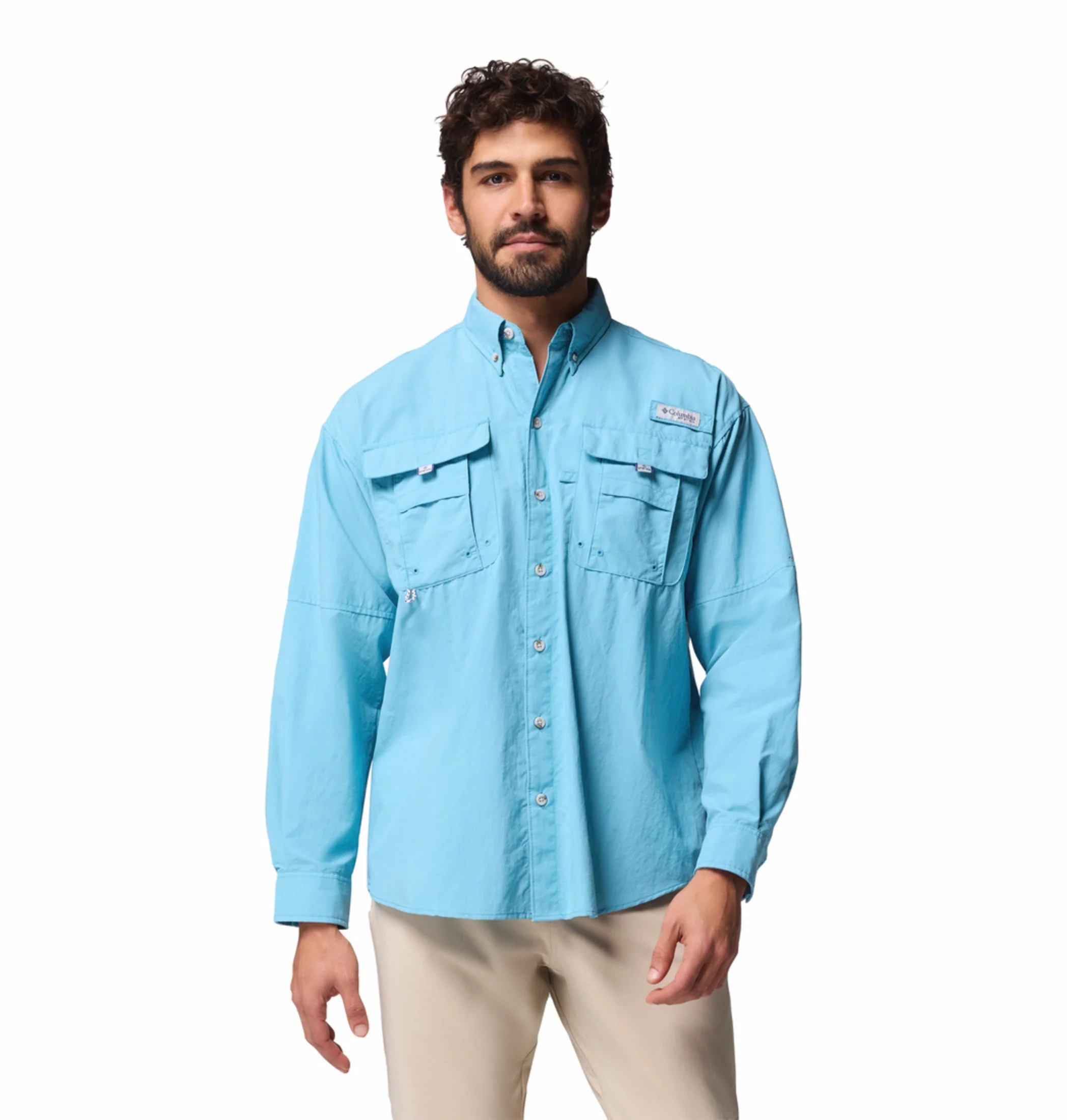Columbia Men Blue Omni-Shade Bahama II Long Sleeve Shirt