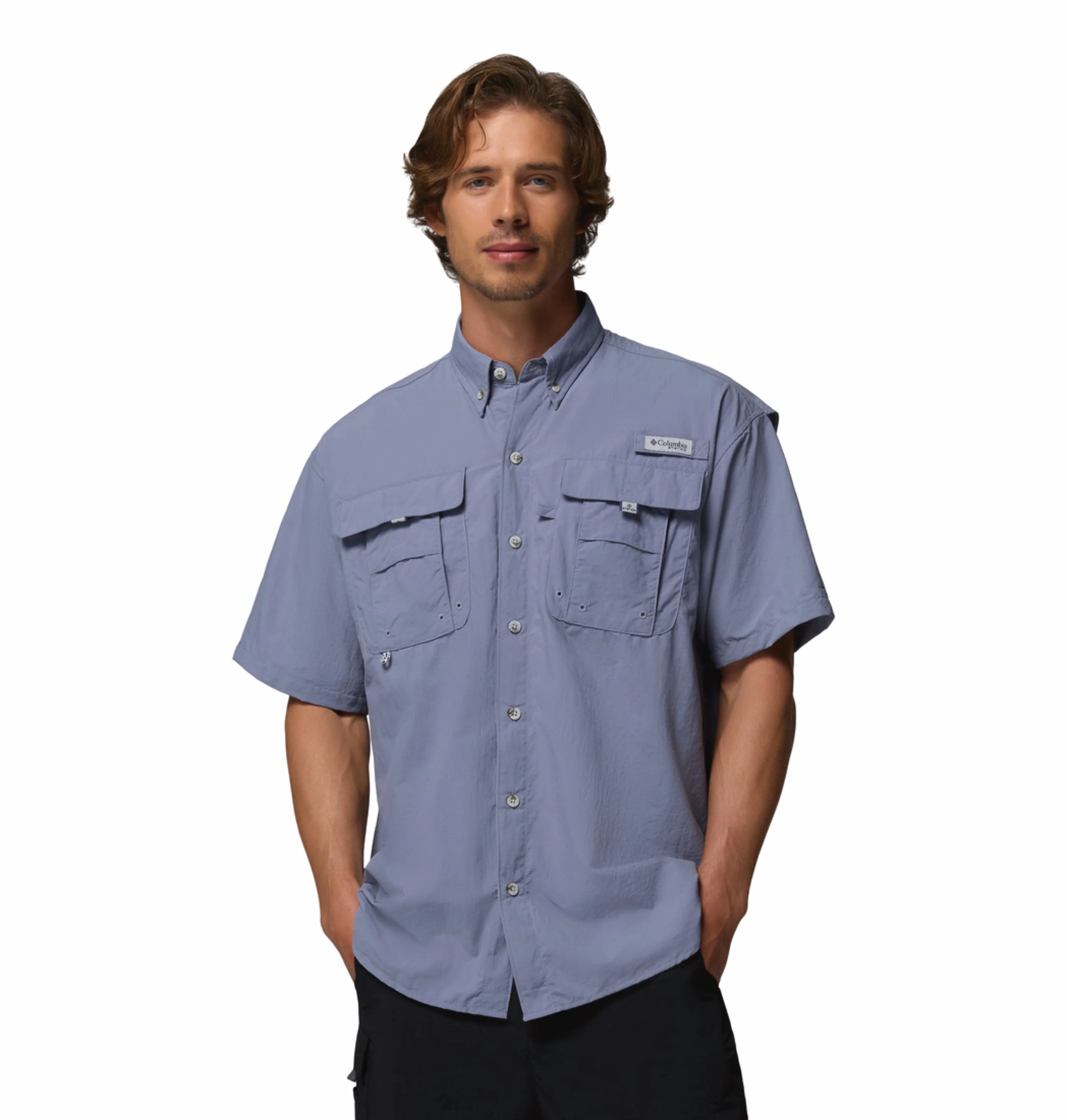 Columbia Men Blue Omni-Shade Bahama II Short Sleeve Shirt