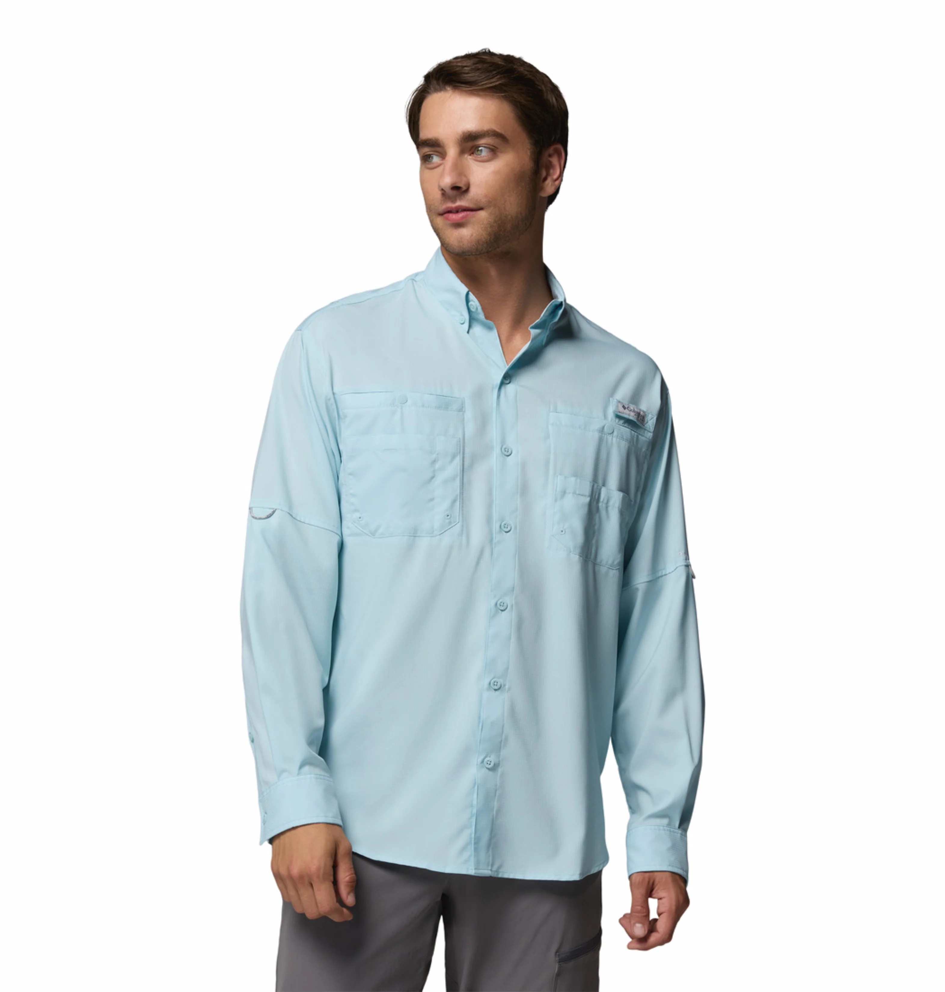 Columbia Men Blue Omni-Shade Tamiami II Long Sleeve Shirt