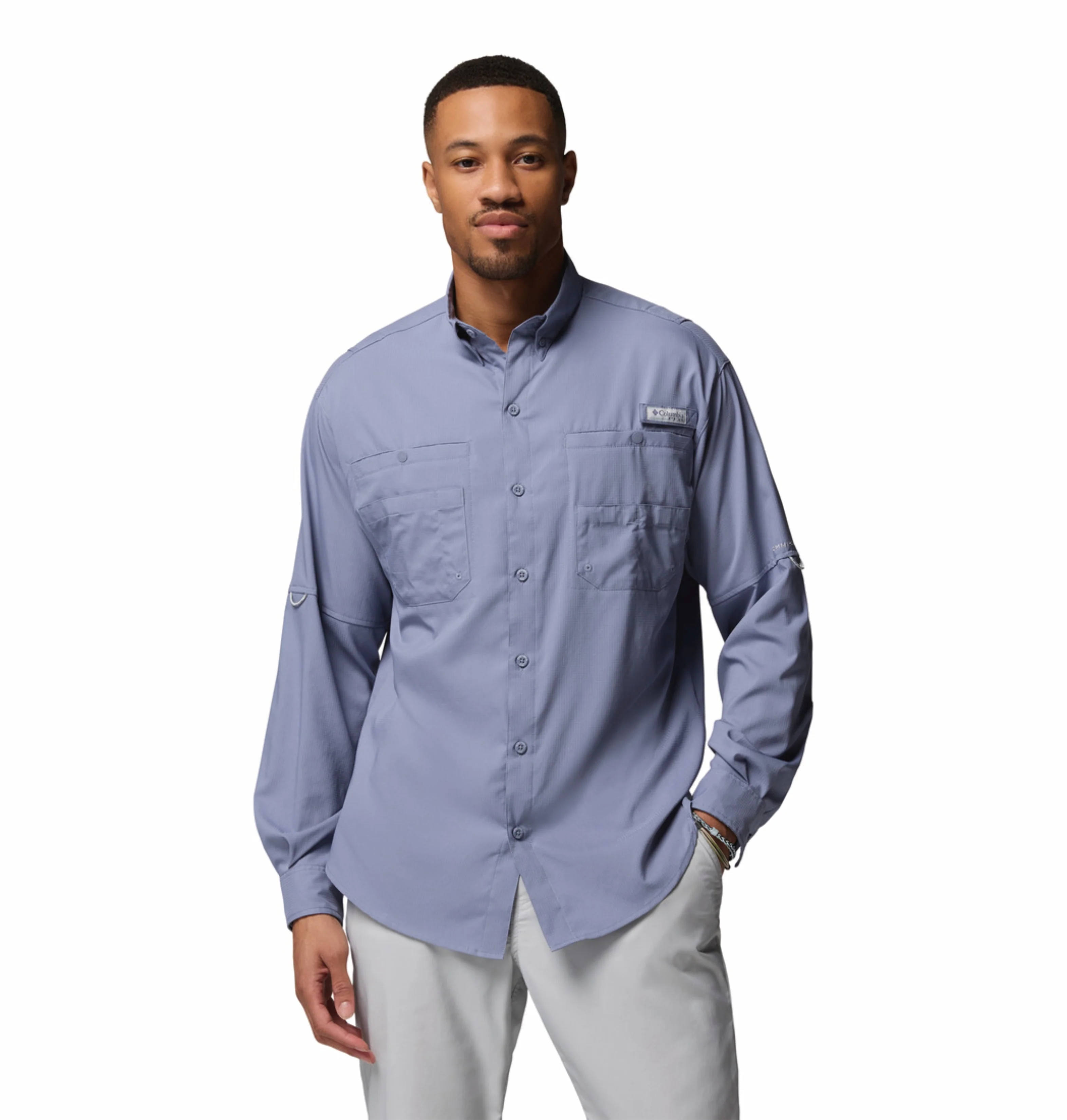 Columbia Men Blue Omni-Shade Tamiami II Long Sleeve Shirt