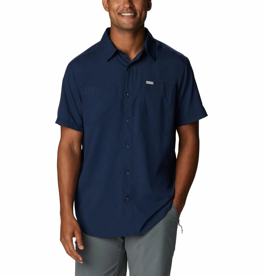 Columbia Men Blue Silver Ridge Utility Lite Short Sleeve (Sun Protection)