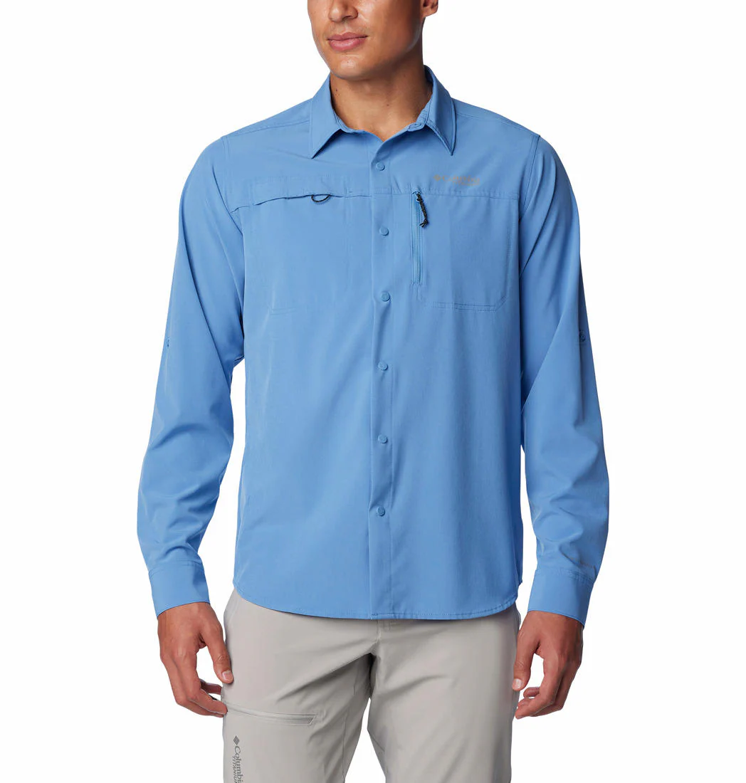 Columbia Men Navy Blue Summit Valley Woven LS Shirt (Sun Protection)