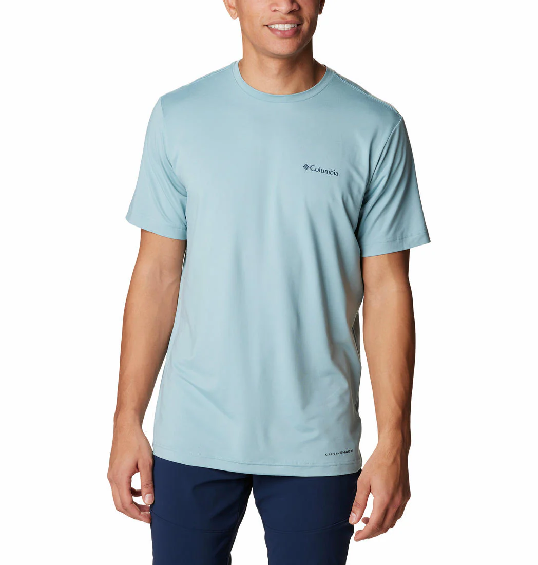 Columbia Men Blue Tech Trail Graphic Tee (Sun Protection)