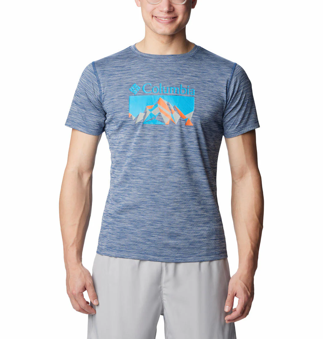 Columbia Men Blue Zero Rules Short Sleeve Graphic Shirt (Sun Protection)