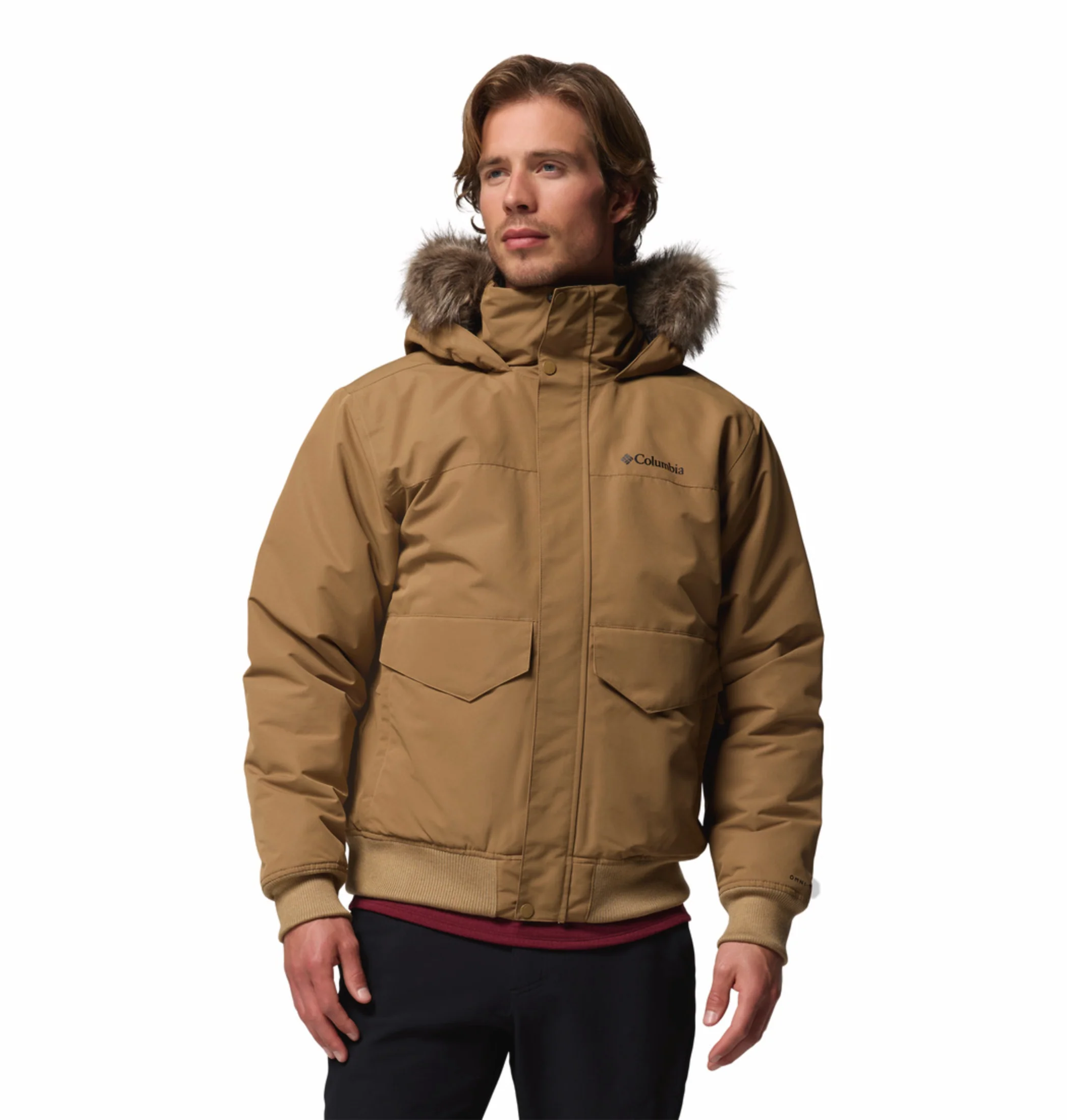 Columbia Men Brown OmniHeat Infinity Cape Ridge Bomber Down Jacket