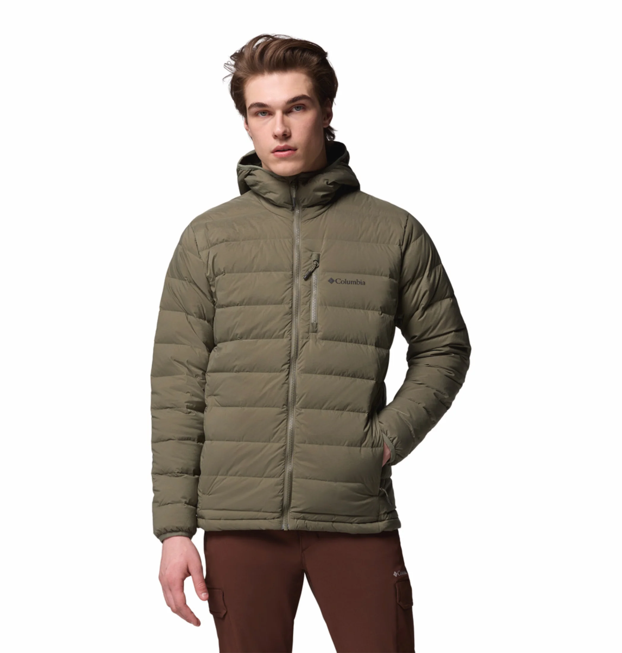 Columbia Men Green HEAT SEAL Drift Peak Stretch Down Jacket