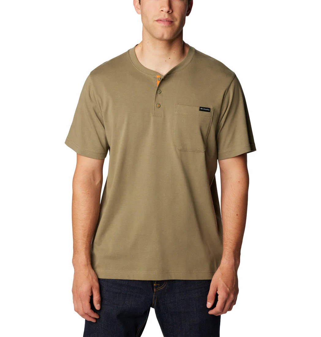Columbia Men Green Landroamer Short Sleeve Henley