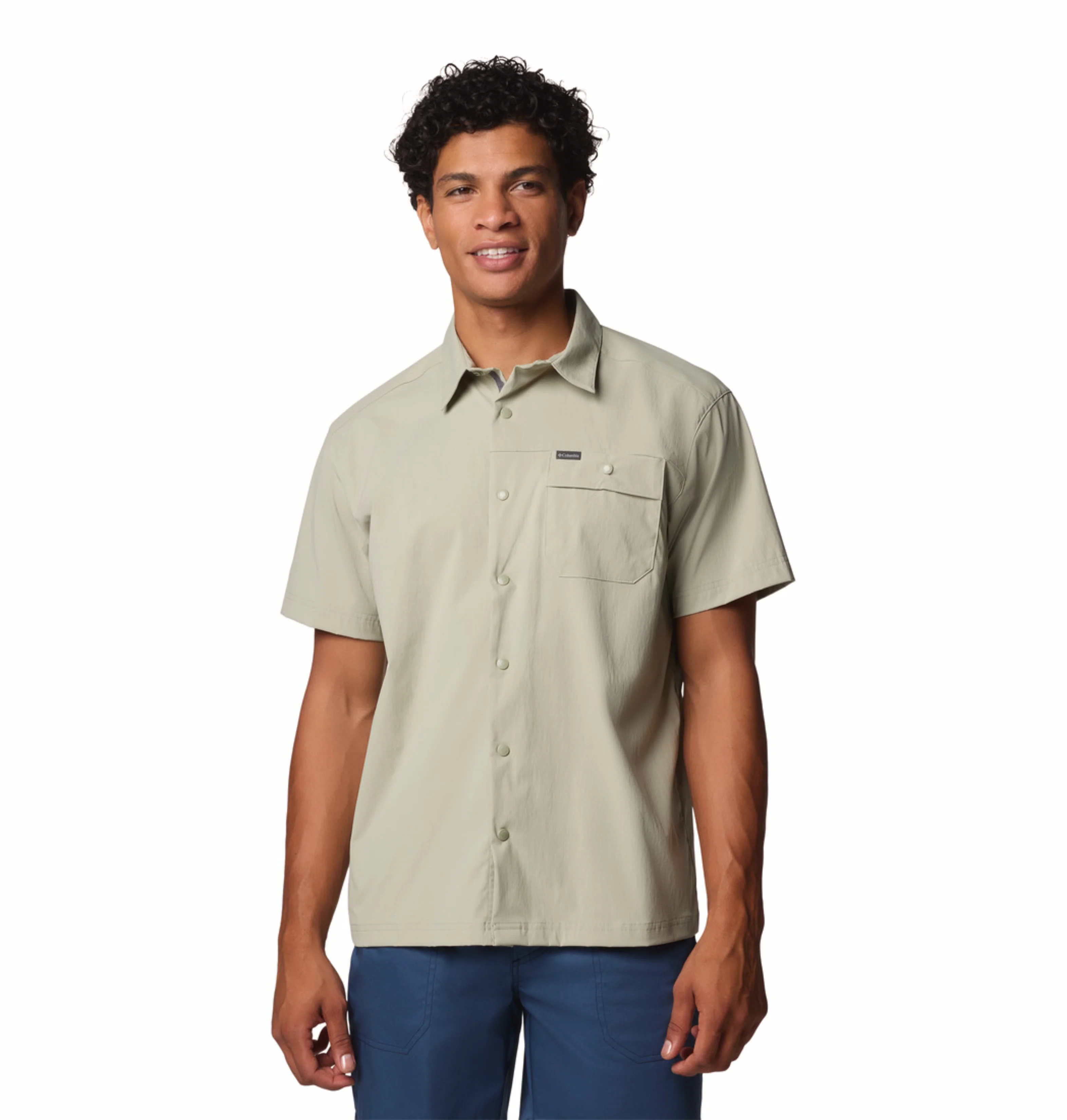 Columbia Men Green Omni-Shade Landroamer Ripstop II Short Sleeve Shirt