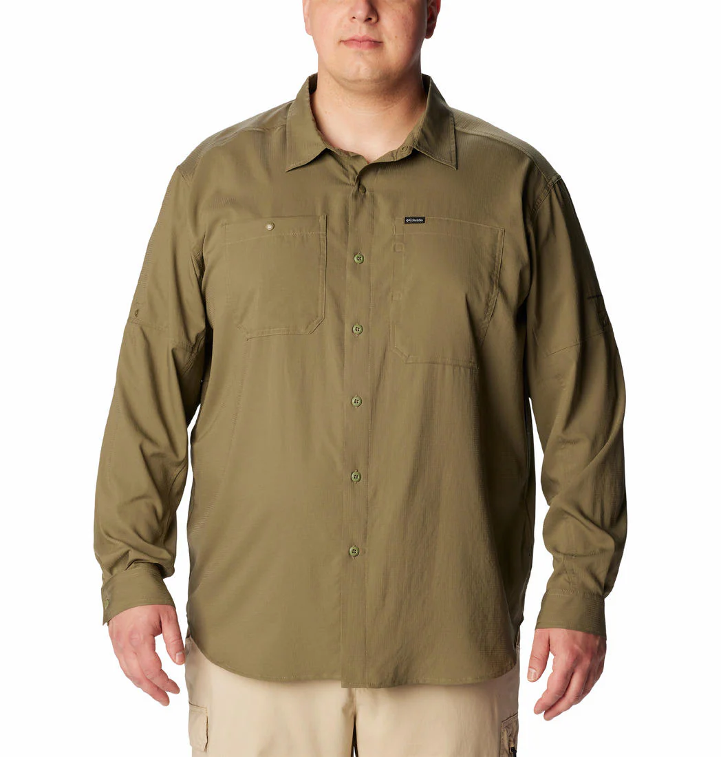 Columbia Men Green Silver Ridge Utility Lite Long Sleeve (Sun Protection)