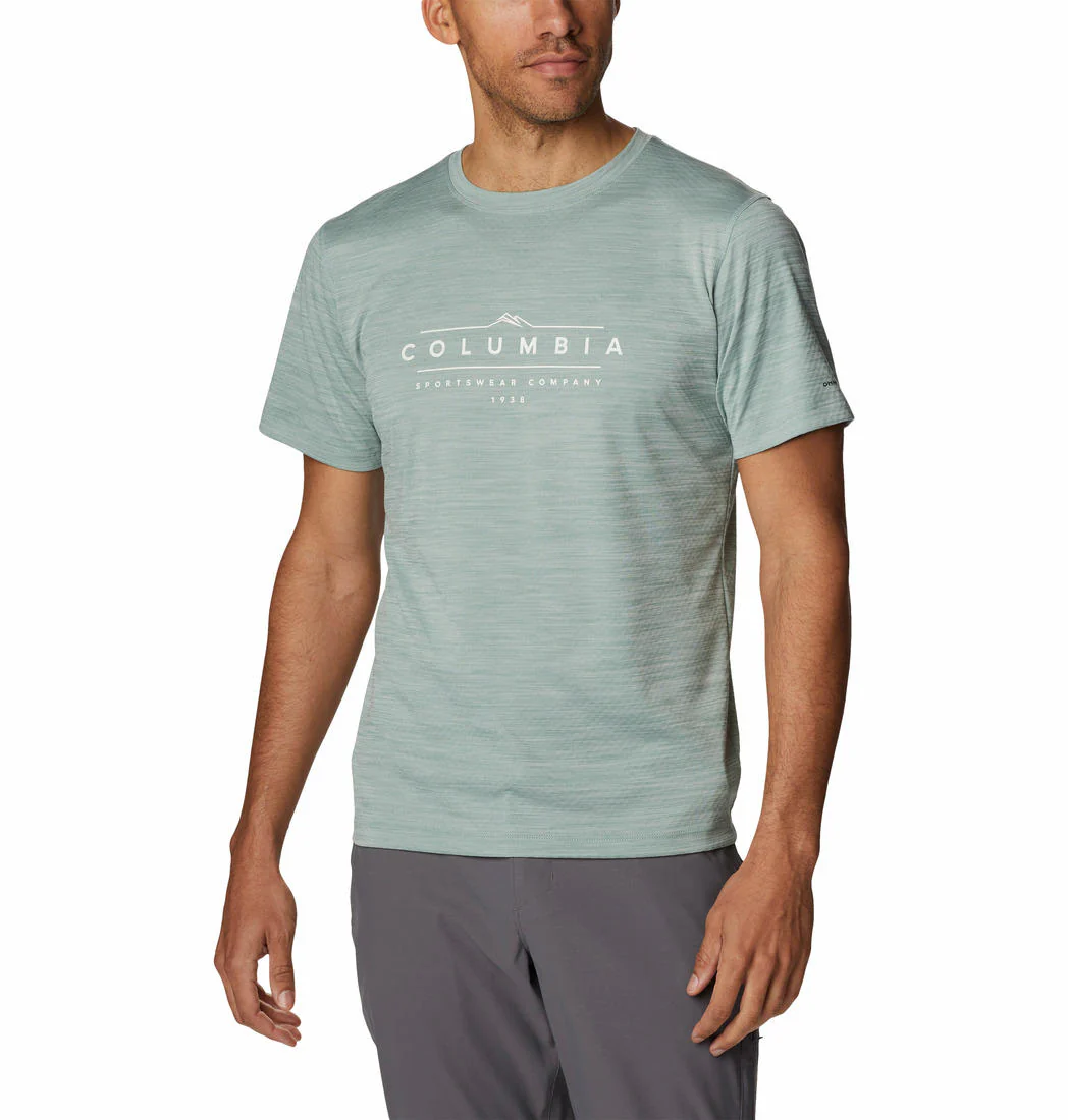 Columbia Men Green Zero Rules Short Sleeve Graphic Shirt (Sun Protection)