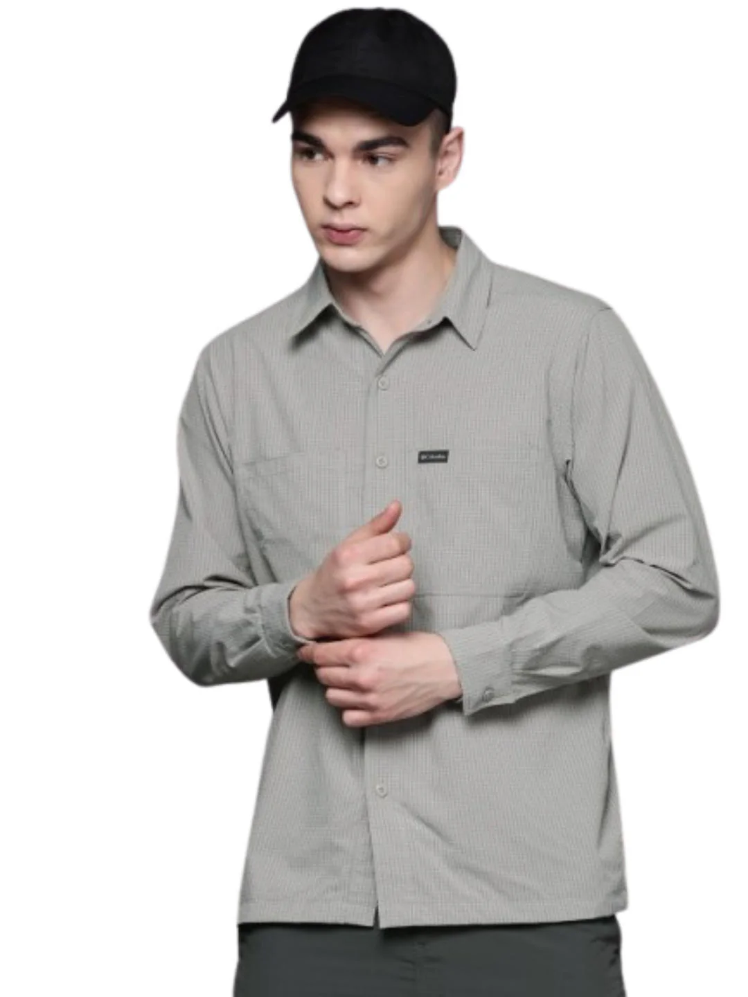 Columbia Men Grey Black Mesa LW LS Shirt