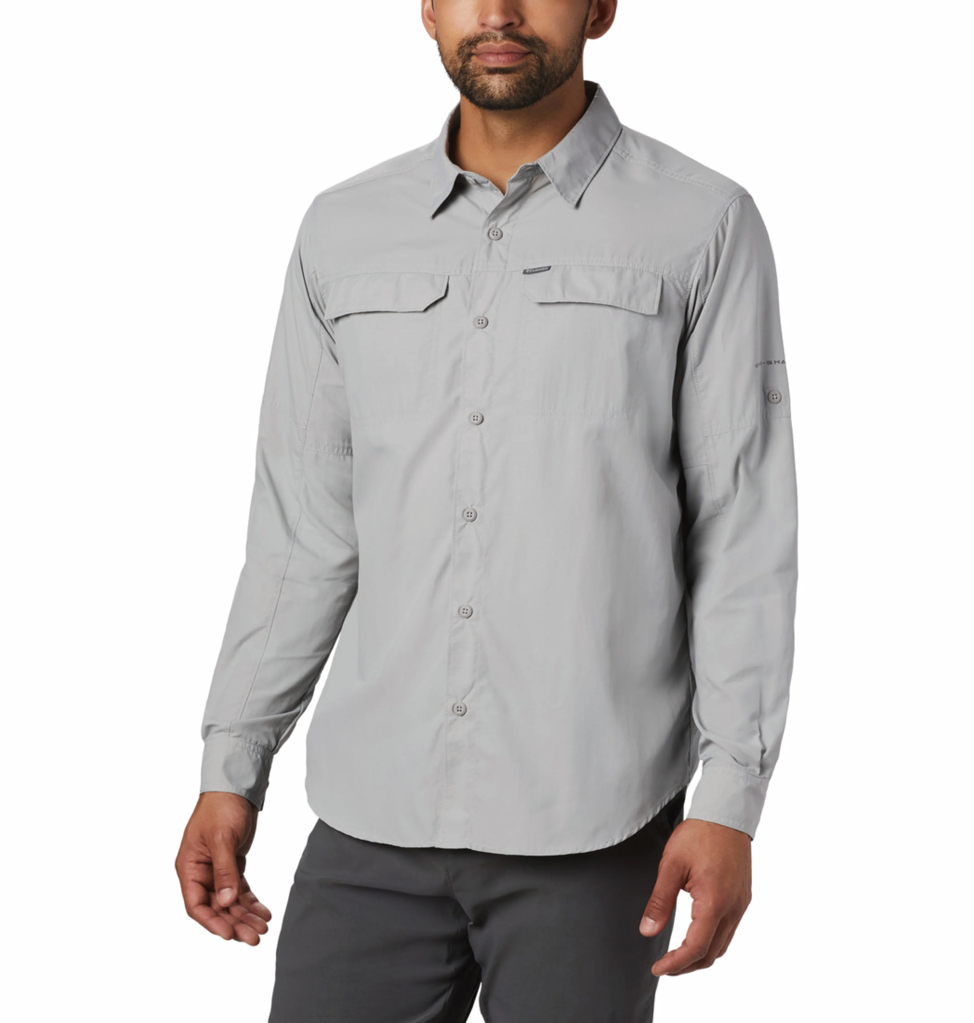 Columbia Men Grey Omni-Shade Silver Ridge 2.0 Long Sleeve Shirt