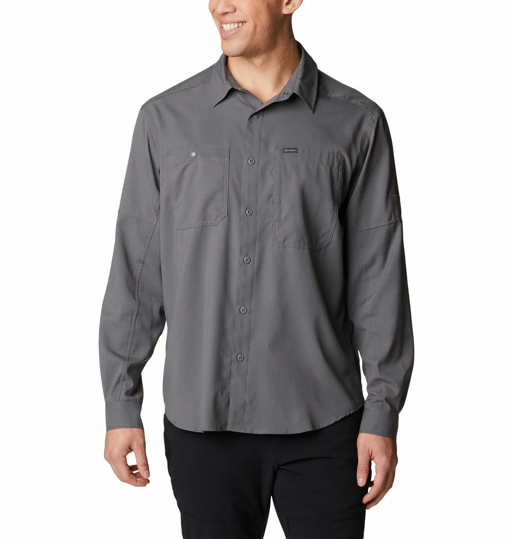 Columbia Men Grey Silver Ridge Utility Lite Long Sleeve (Sun Protection)