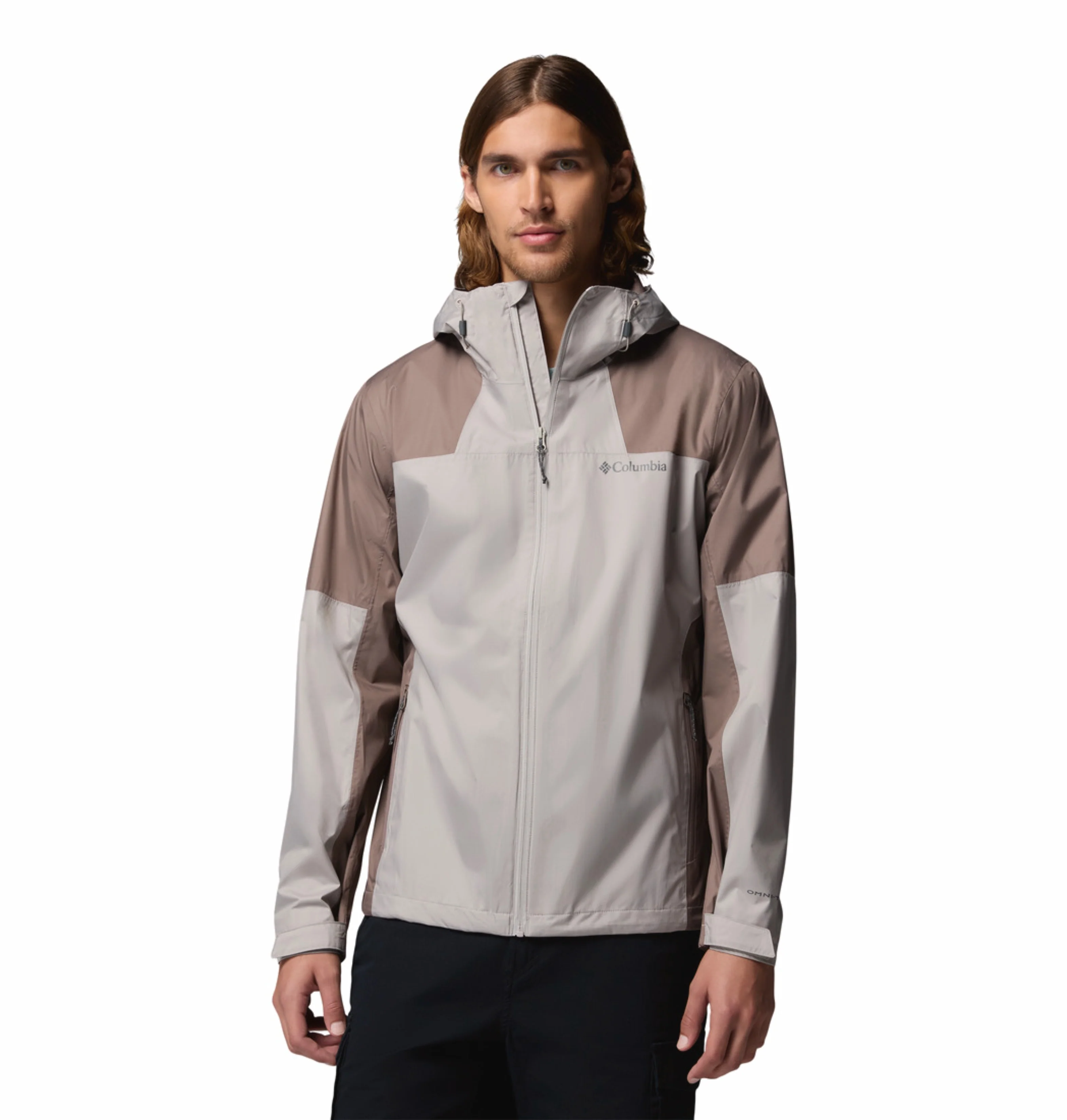 Columbia Men Light Grey Omni-Tech Inner Limits III Rain Jacket (Plus Size)