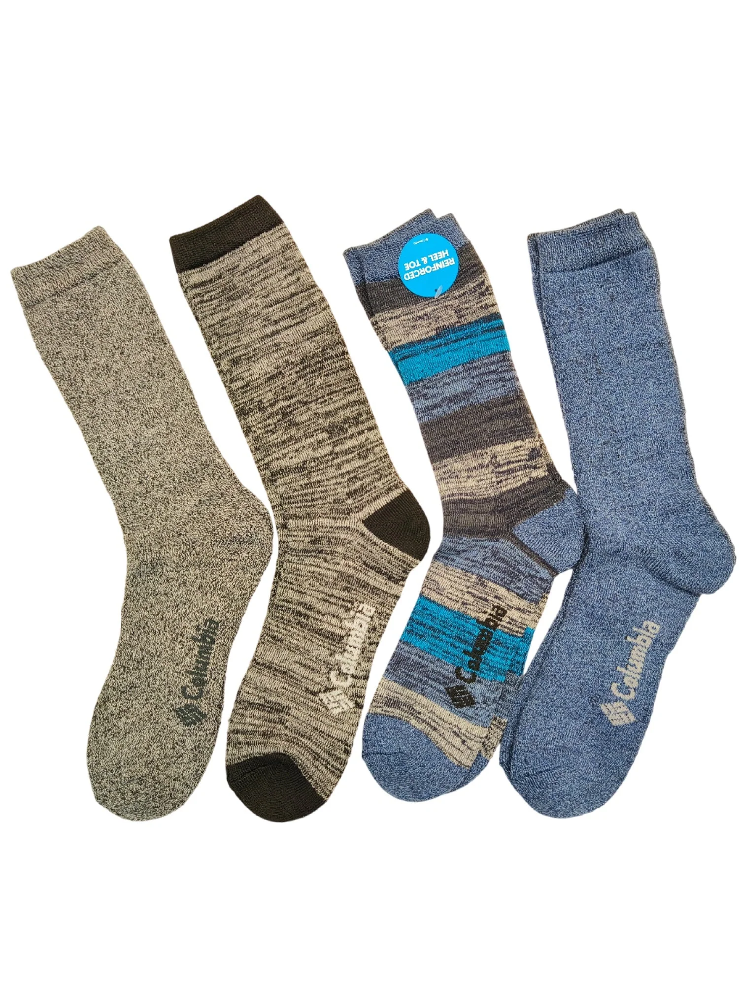 Columbia Men Multi Moisture Control Space Dye Stripe Crew Socks - Pack of 4