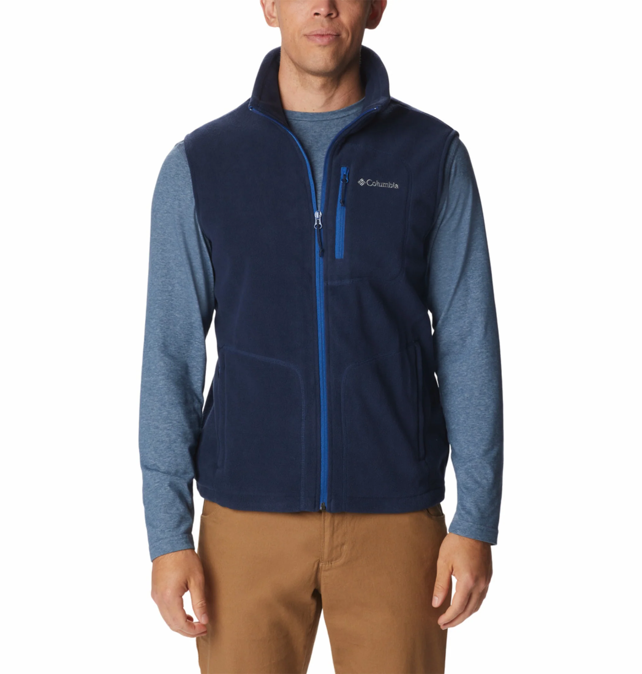 Columbia Men Navy Blue Fast Trek Fleece Vest