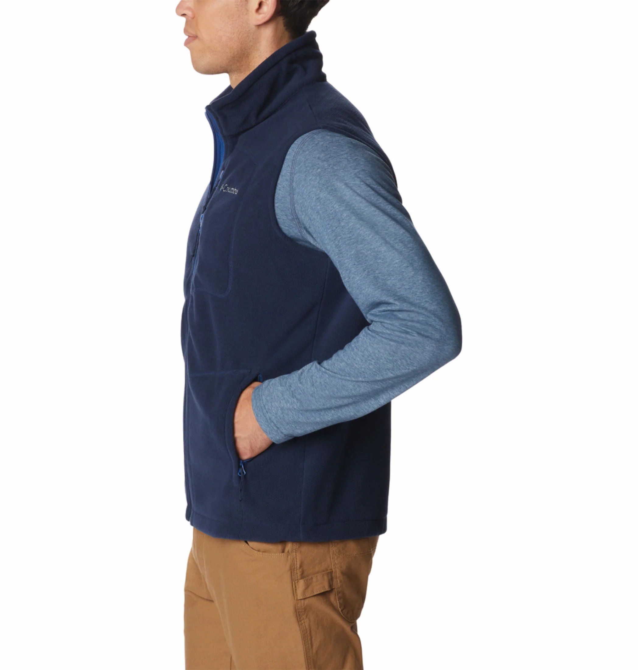 Columbia Men Navy Blue Fast Trek Fleece Vest - Image 5