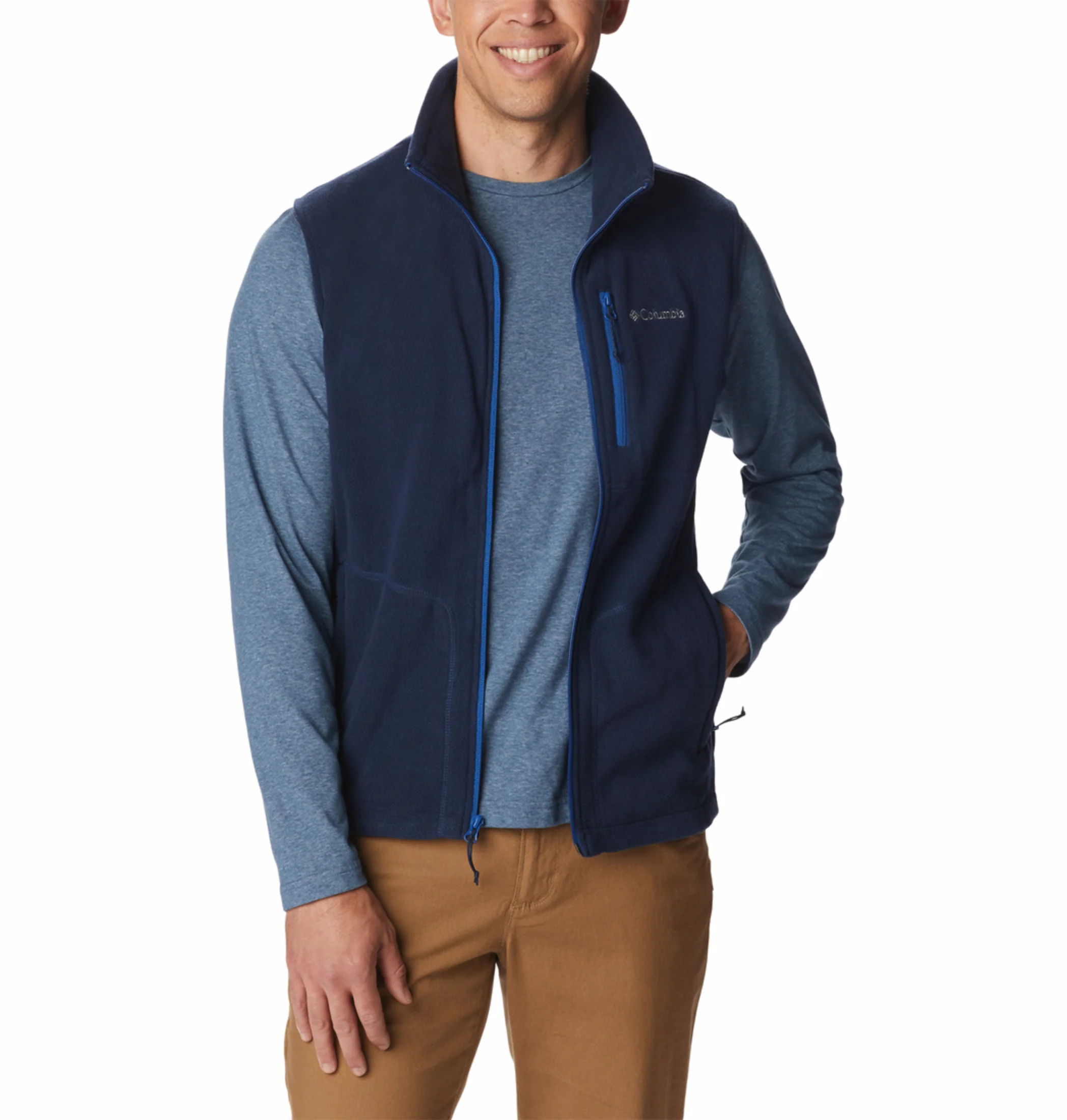Columbia Men Navy Blue Fast Trek Fleece Vest - Image 8