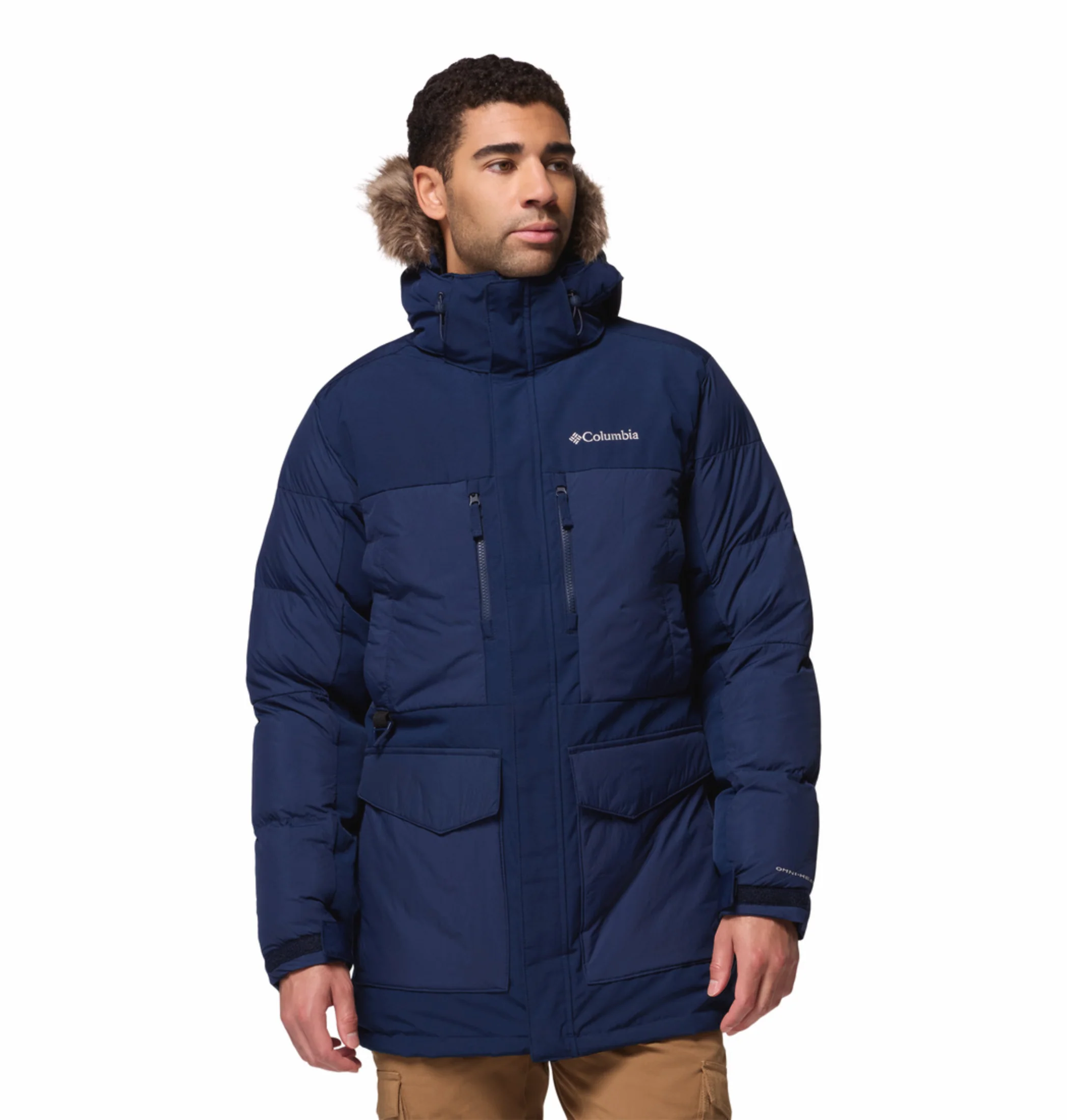 Columbia Men Navy Blue OmniHeat Infinity Marquam Peak Fusion II Parka Jacket