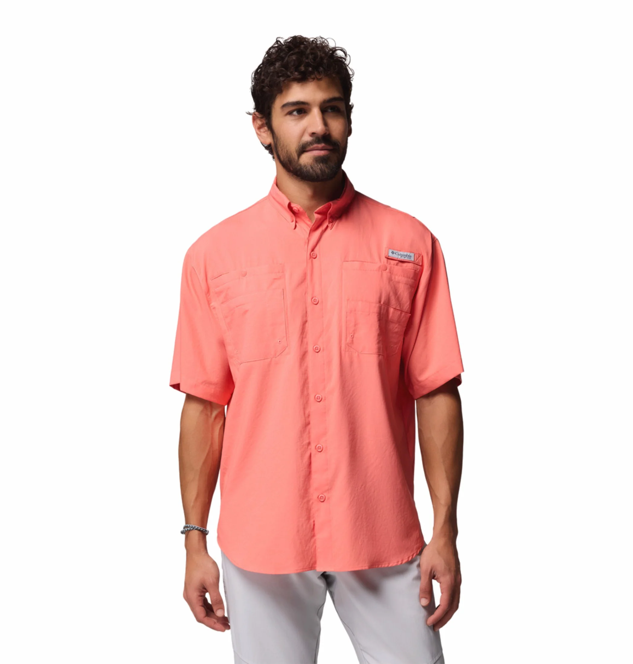 Columbia Men Orange Omni-Shade Tamiami II Short Sleeve Shirt
