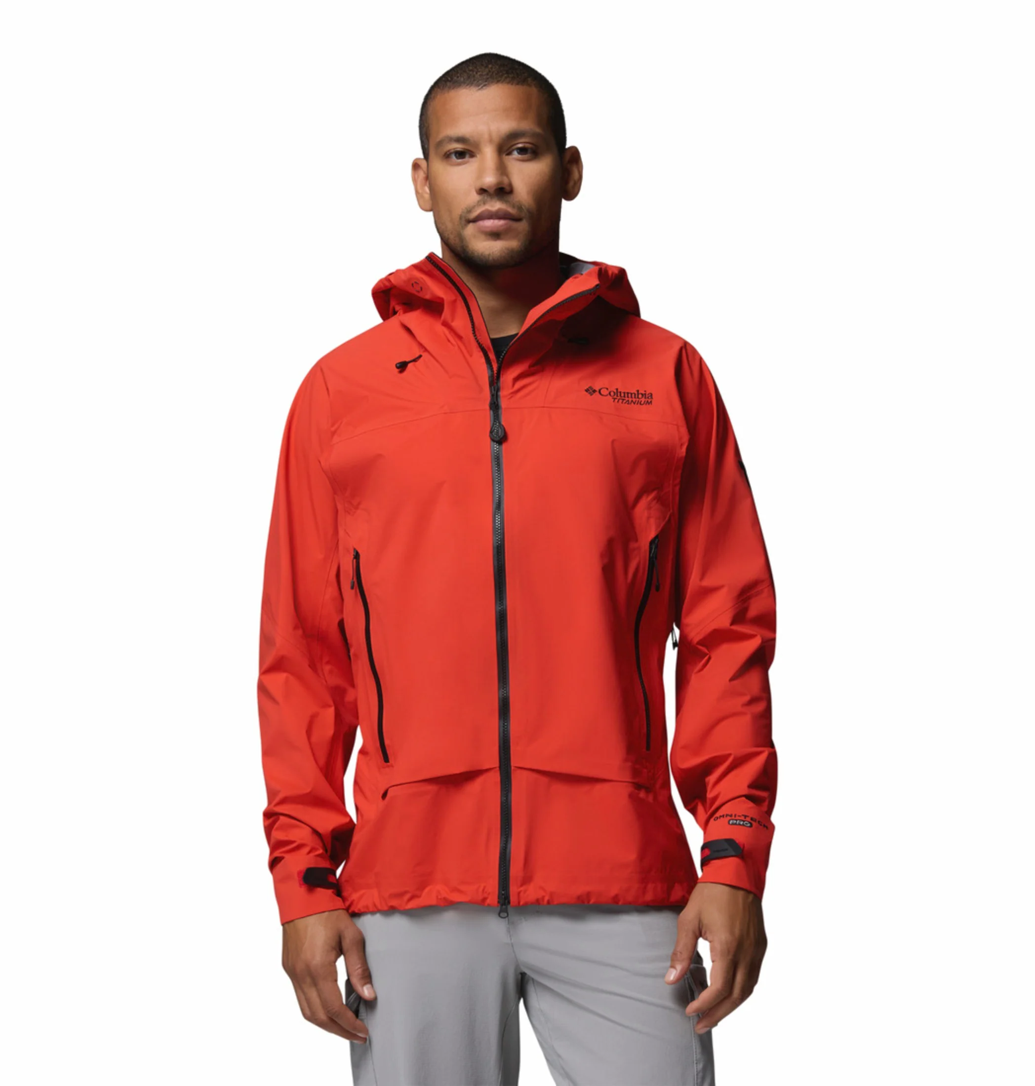Columbia Men Orange Omni-Tech Saudan Pro 3L Shell Rain Jacket